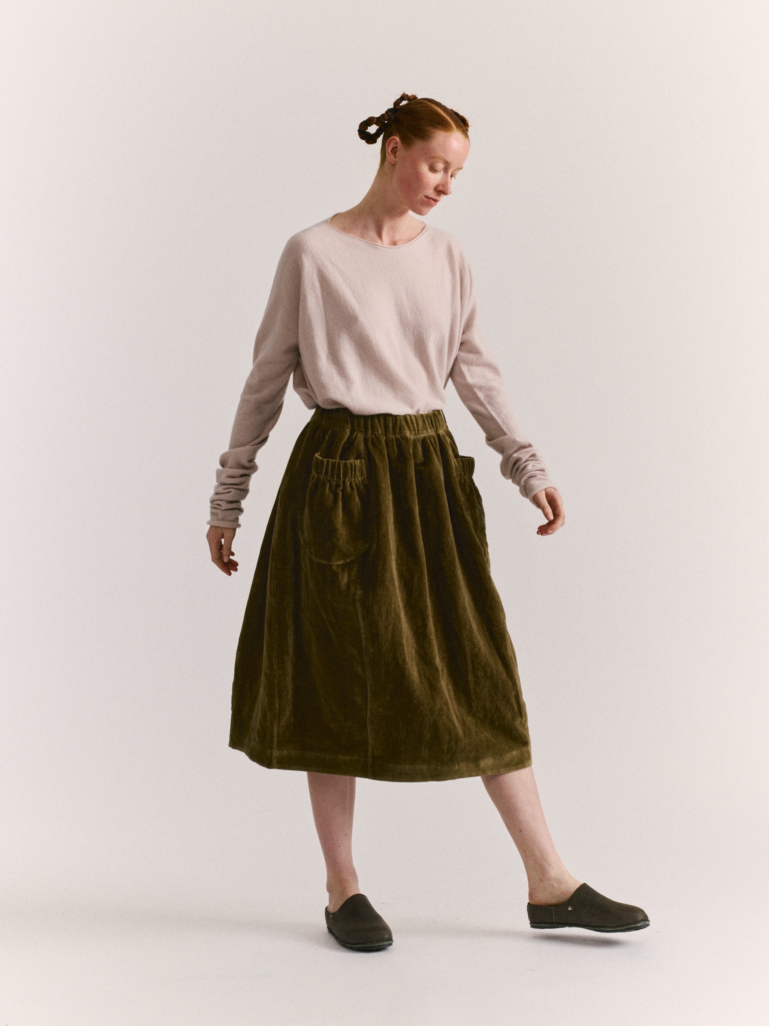 GHOST SKIRT - MID VELVET - TAUPE