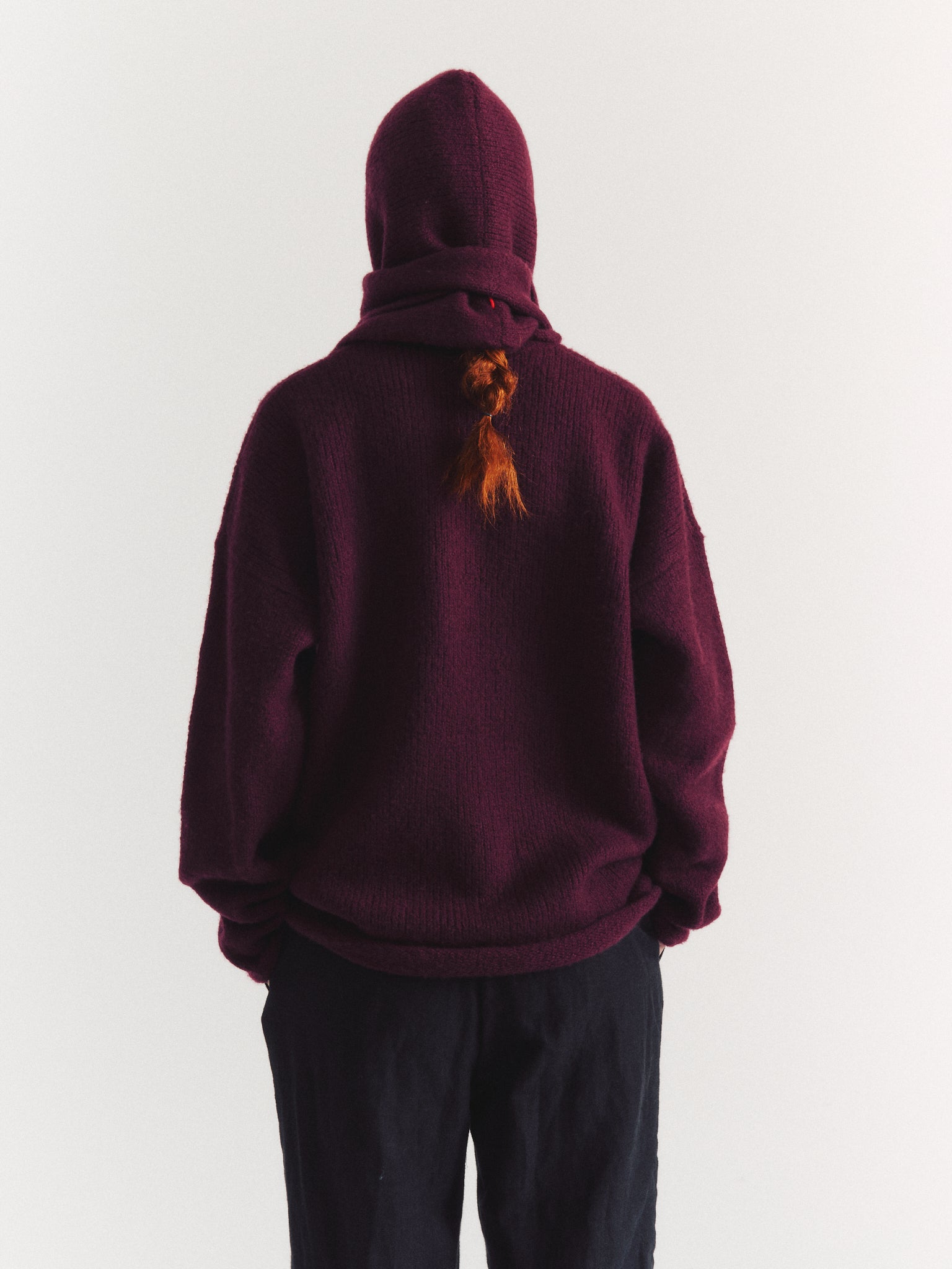 SOFTY HOODED SCARF - WO CASH - PRUNE