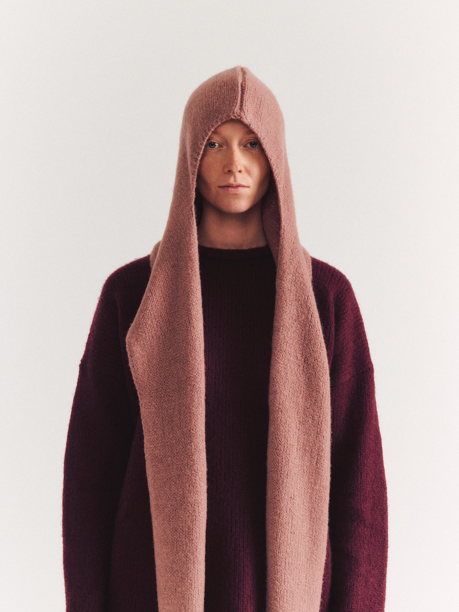 SOFTY HOODED SCARF - WO CASH - PINK