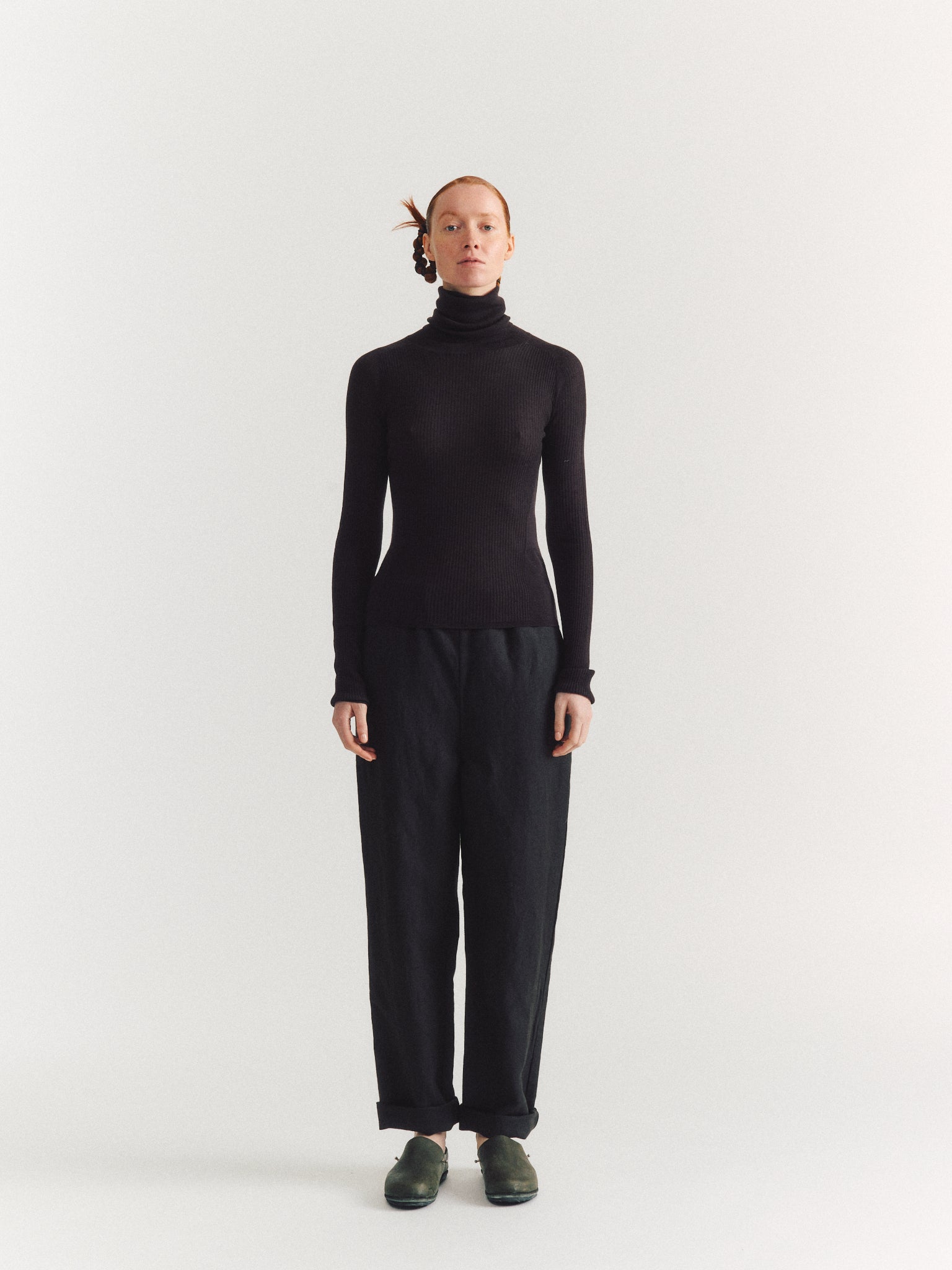 COL ROULÉ CÔTELÉ - LAINE LÉGÈRE CÔTELÉE 1 - MARRON FONCÉ