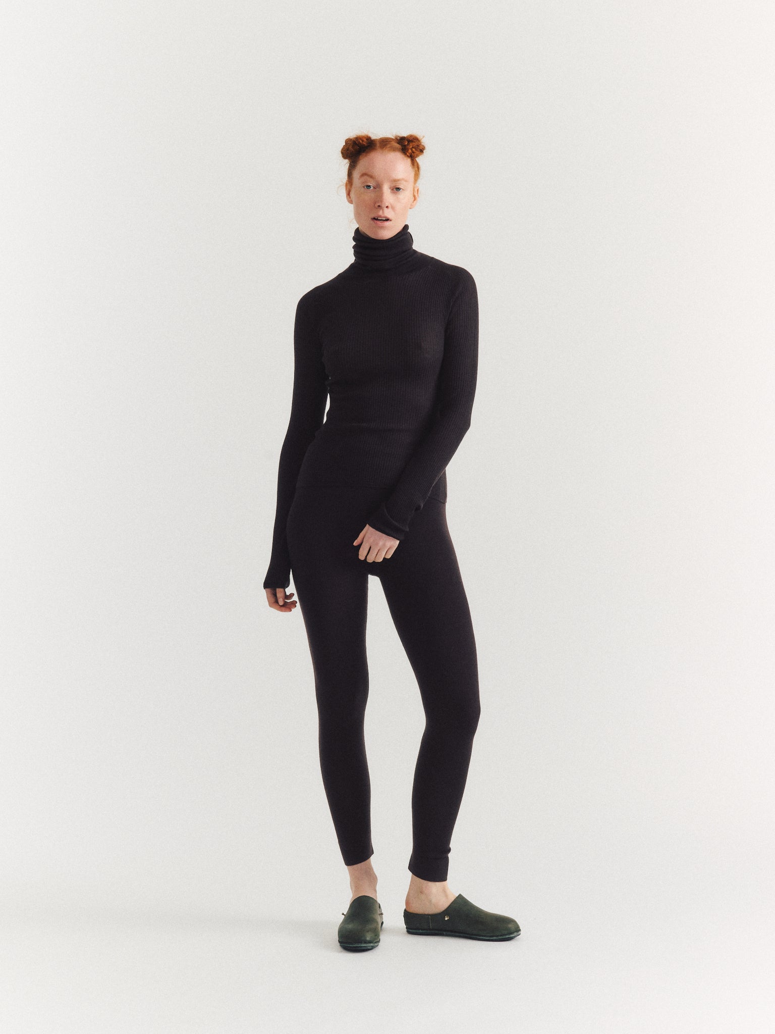 RIB TIGHTS - RIB LIGHT WOOL 2 - DARK BROWN