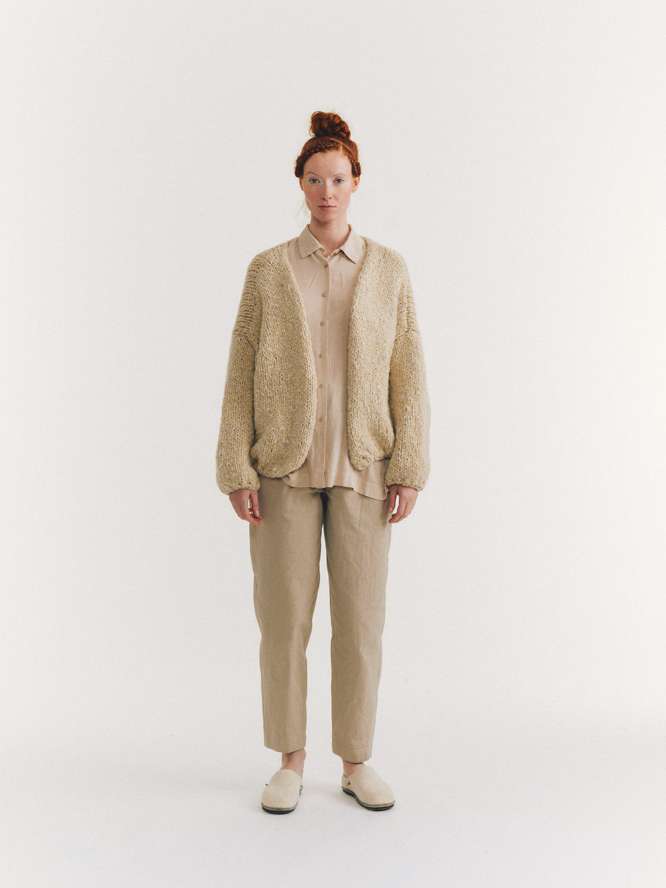 SHORT CARDIGAN - SOFTY MARLED - ECRU/ECRU