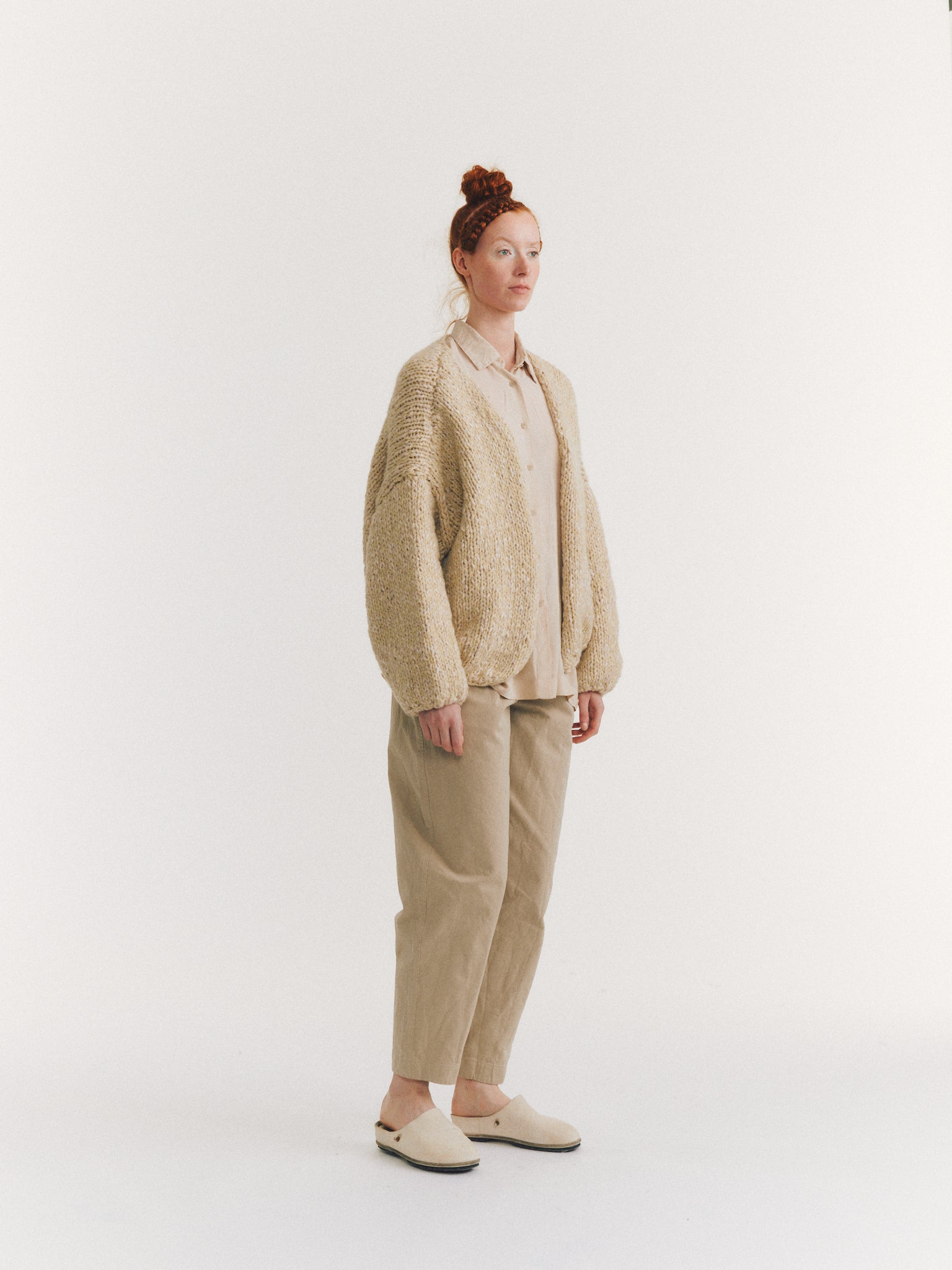 SHORT CARDIGAN - SOFTY MARLED - ECRU/ECRU