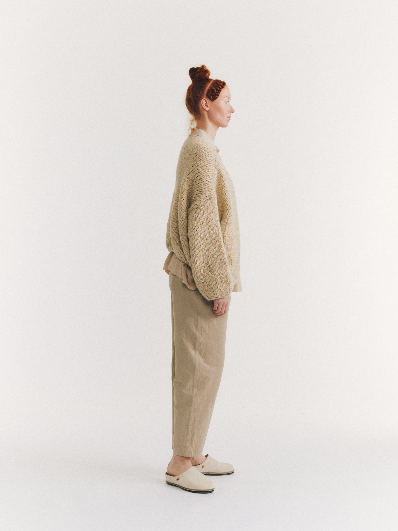 SHORT CARDIGAN - SOFTY MARLED - ECRU/ECRU
