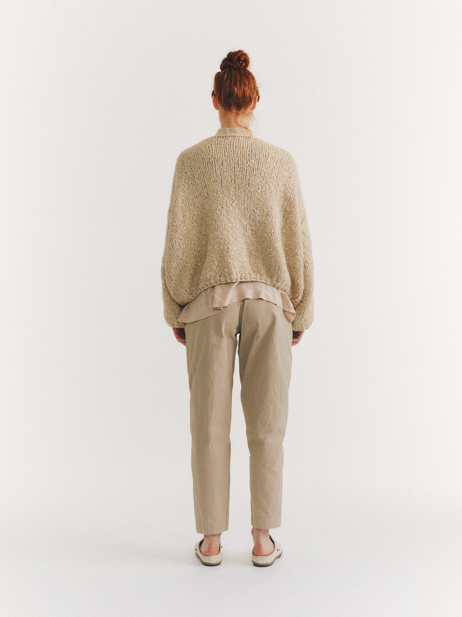 SHORT CARDIGAN - SOFTY MARLED - ECRU/ECRU