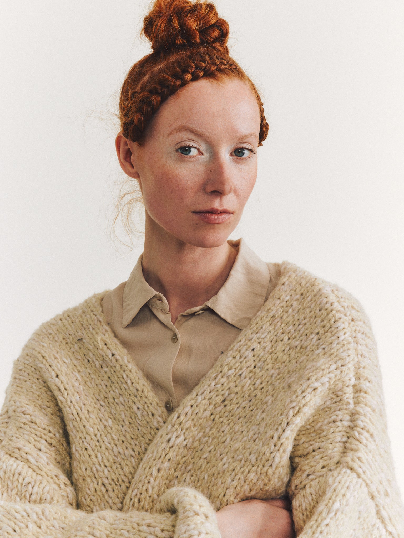 SHORT CARDIGAN - SOFTY MARLED - ECRU/ECRU