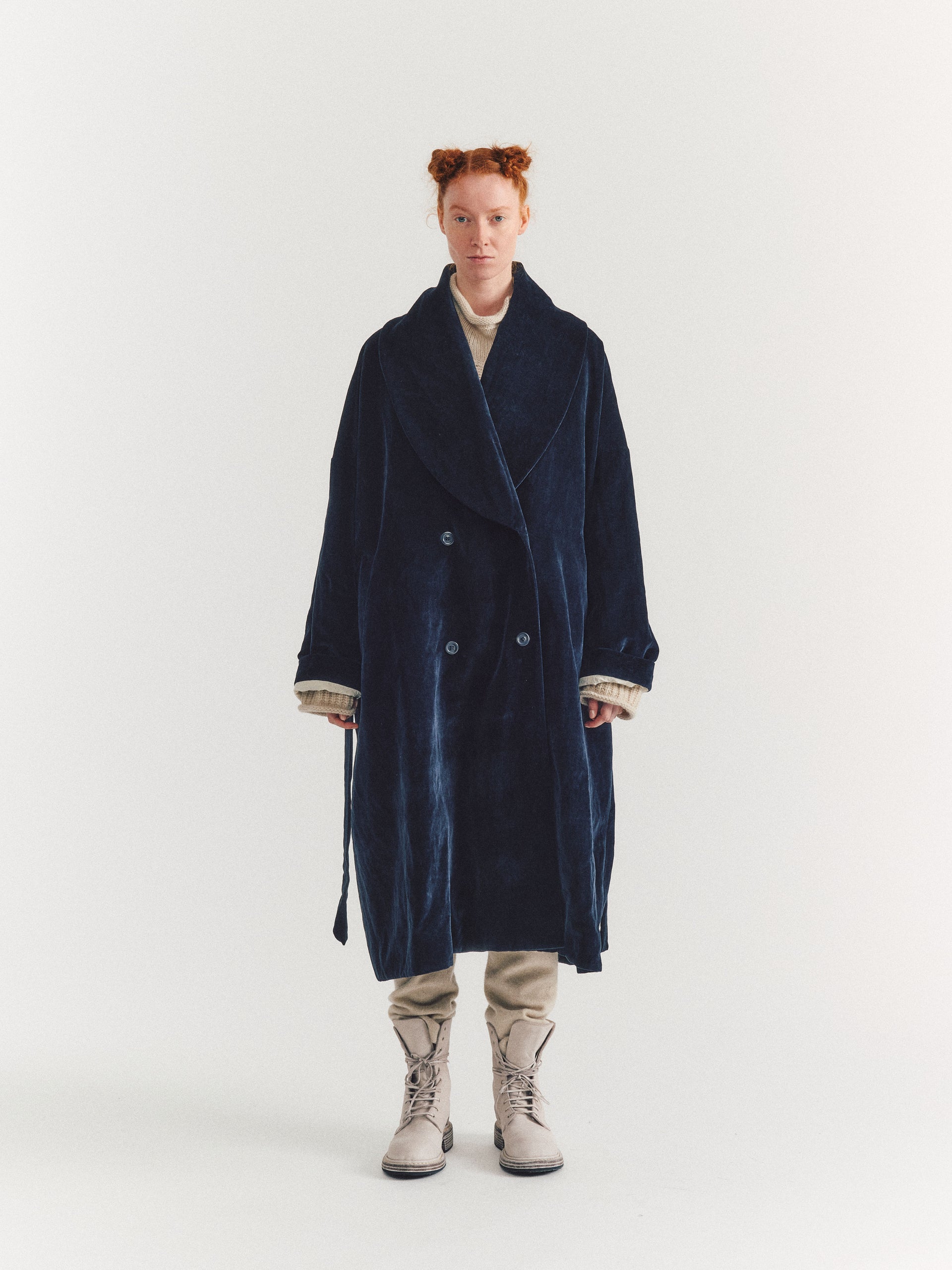 GREAT COAT - MID VELVET - NAVY