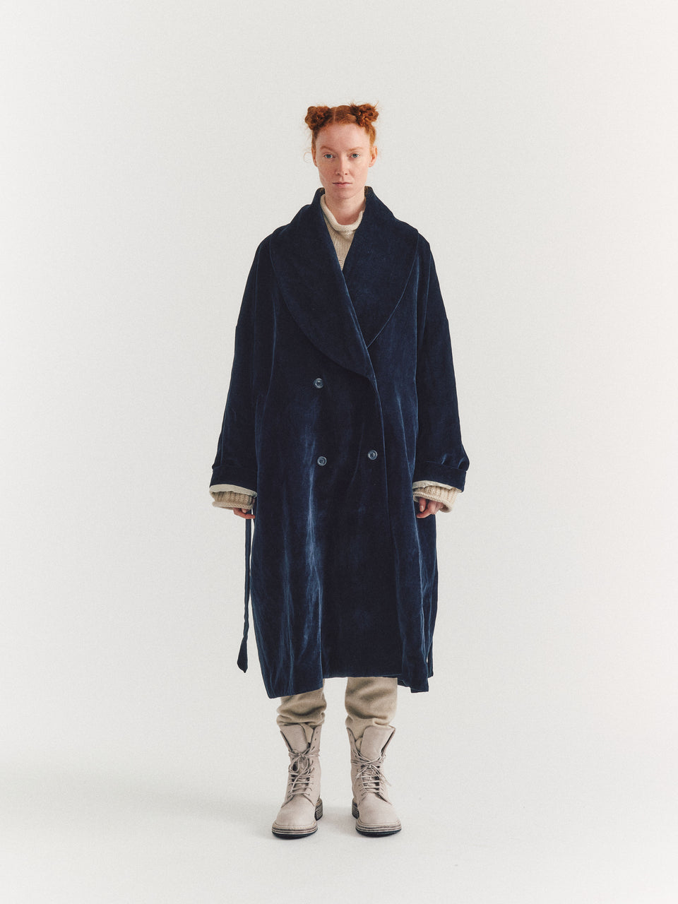 GREAT COAT - MID VELVET - NAVY