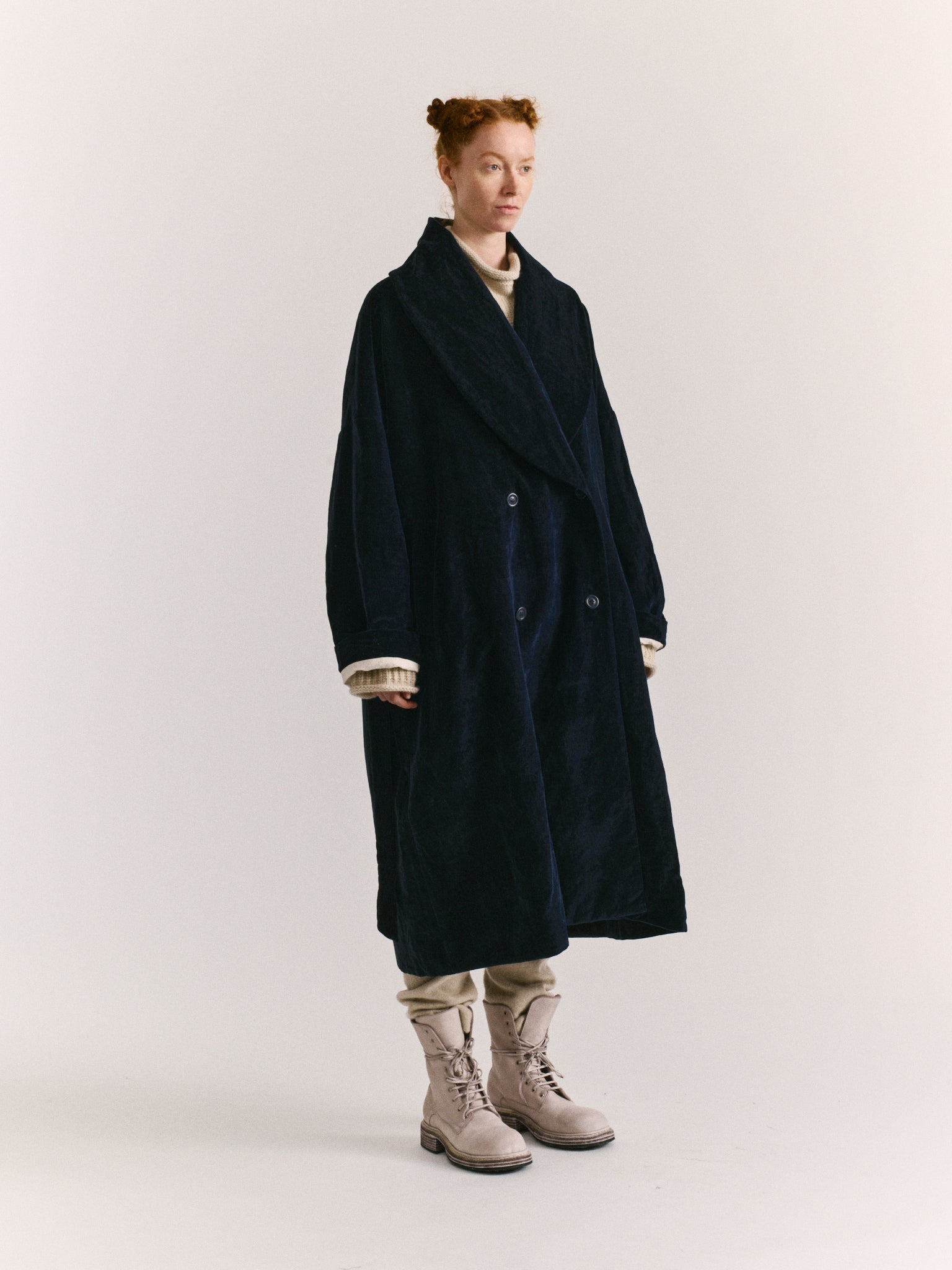 GREAT COAT - MID VELVET - NAVY