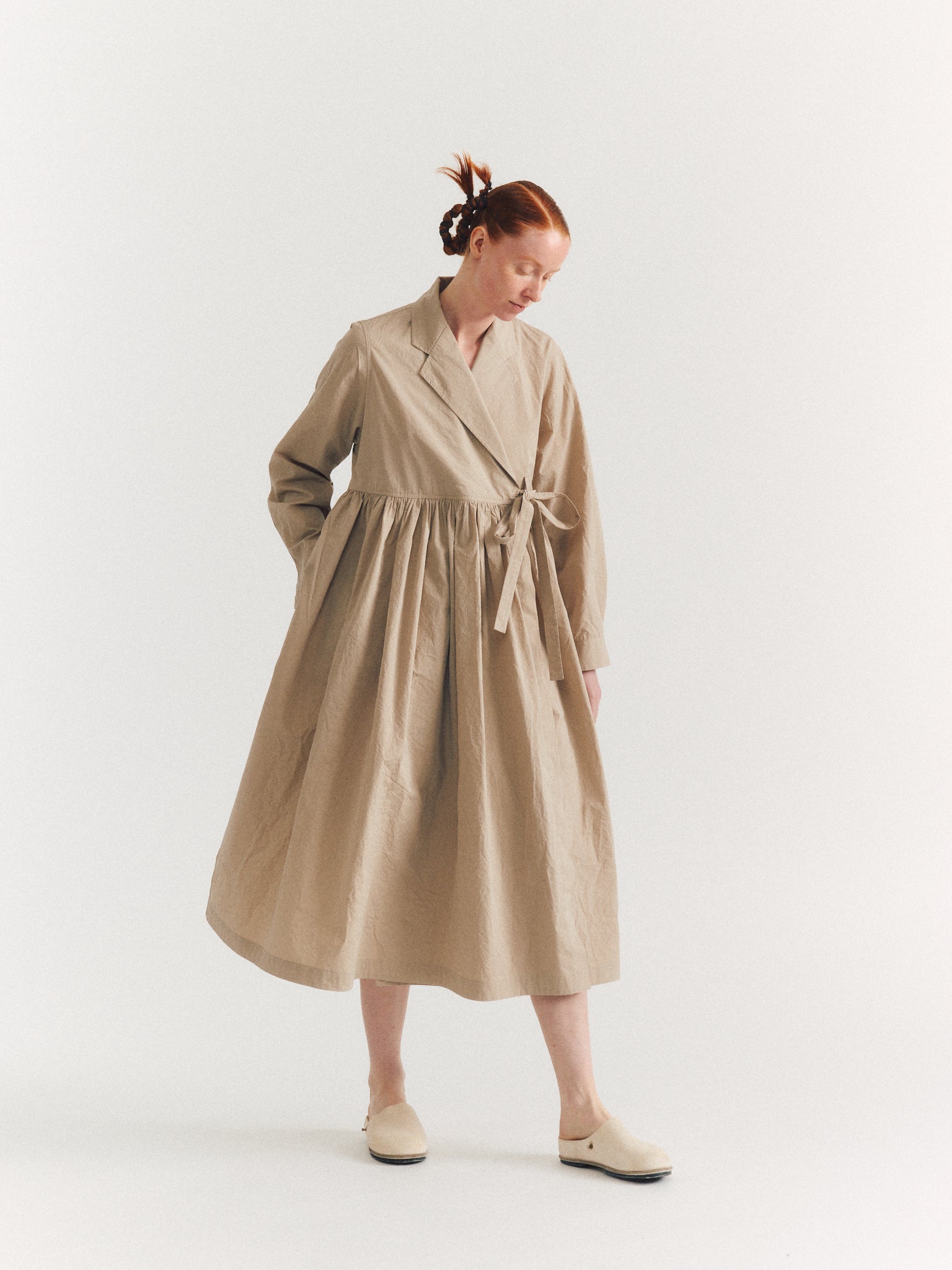 ROBE COLETTE - TAFFETAS - MASTIC