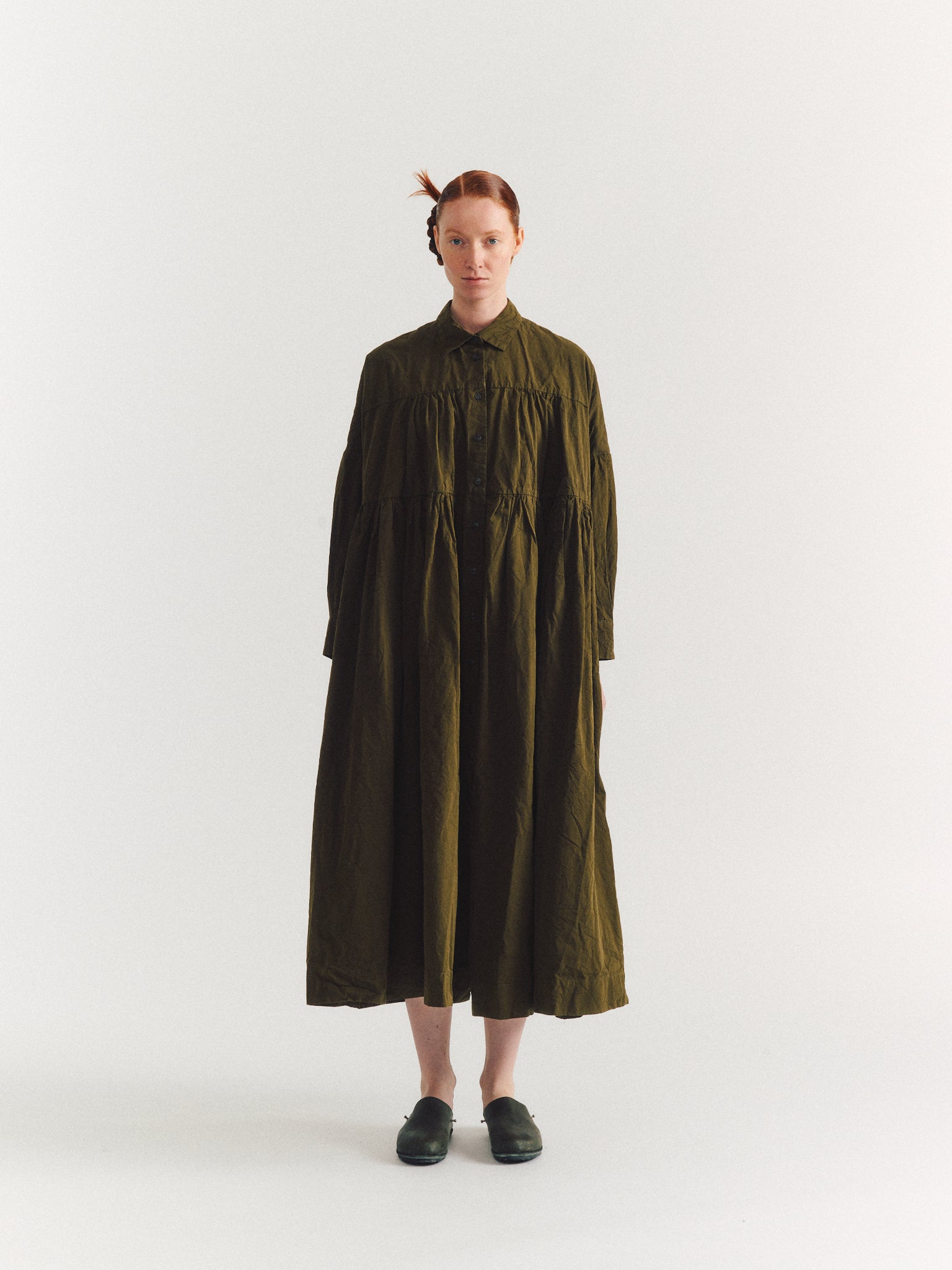 SQUARE LONG SLEEVE DRESS - PAPER COT - GREEN LAKE