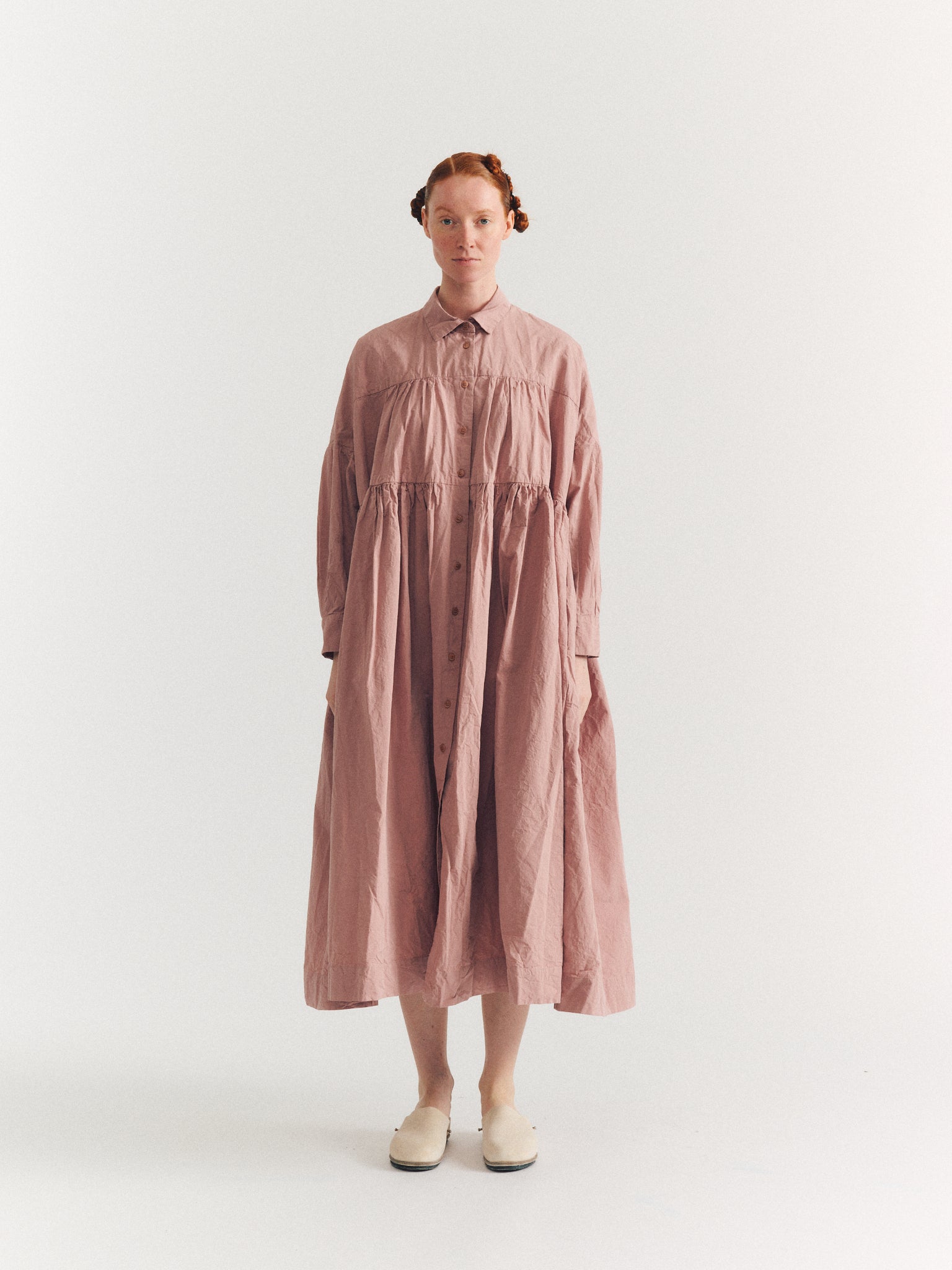 SQUARE LONG SLEEVE DRESS - PAPER COT - PINK