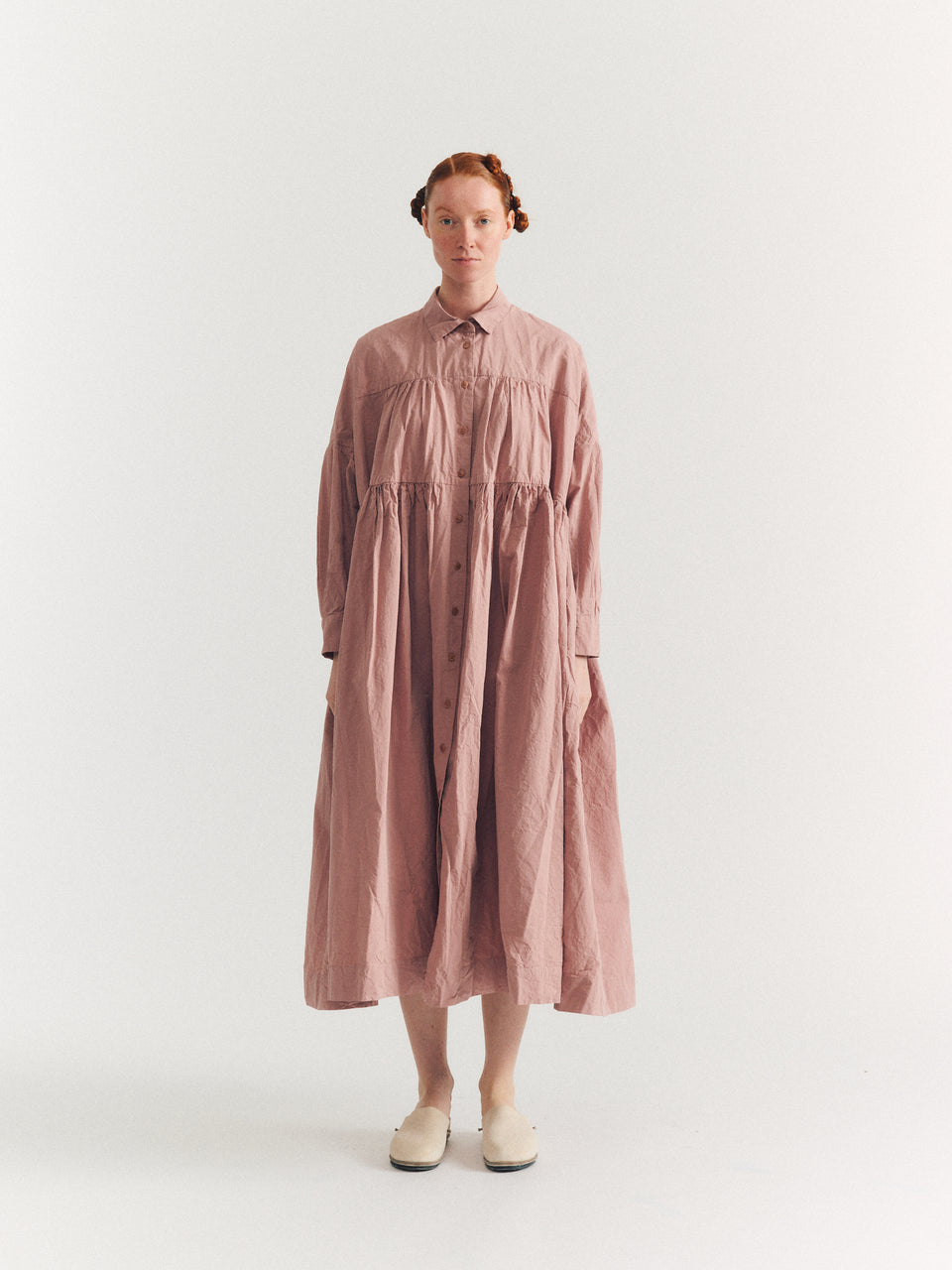 SQUARE LONG SLEEVE DRESS - PAPER COT - PINK