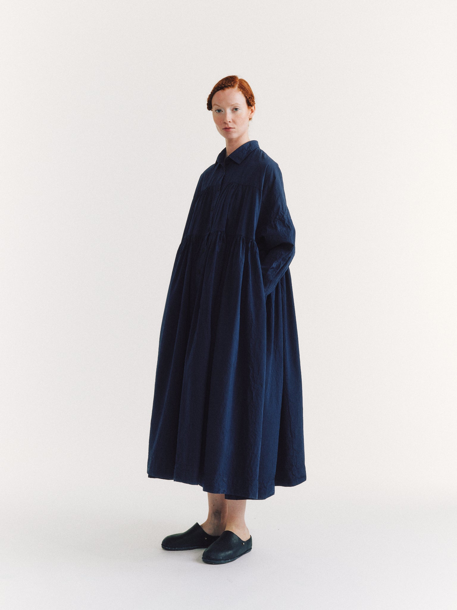 ROBE CARRÉE - TAFF SILK - BLEU MARINE