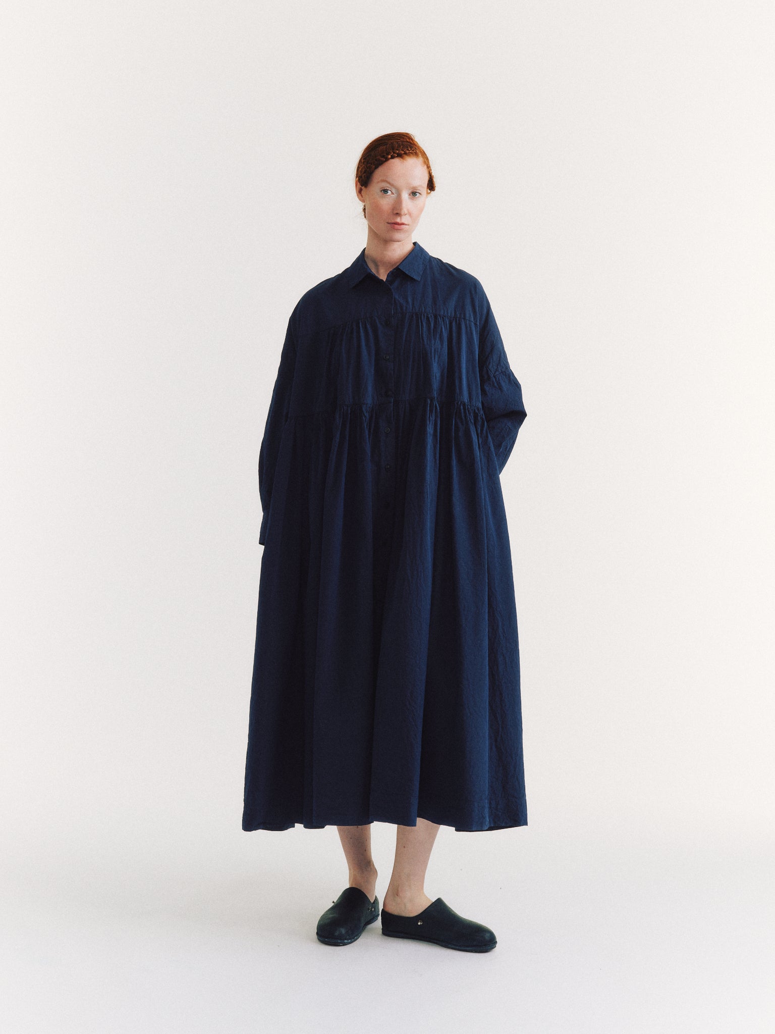 SQUARE DRESS - TAFF SILK - NAVY