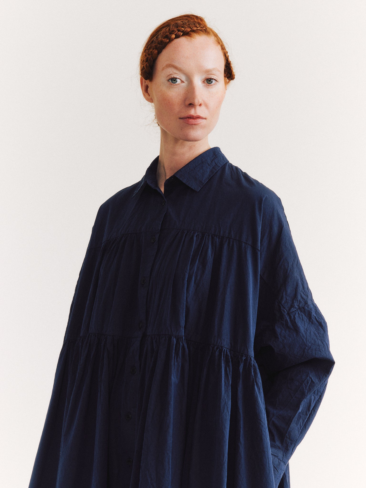 ROBE CARRÉE - TAFF SILK - BLEU MARINE