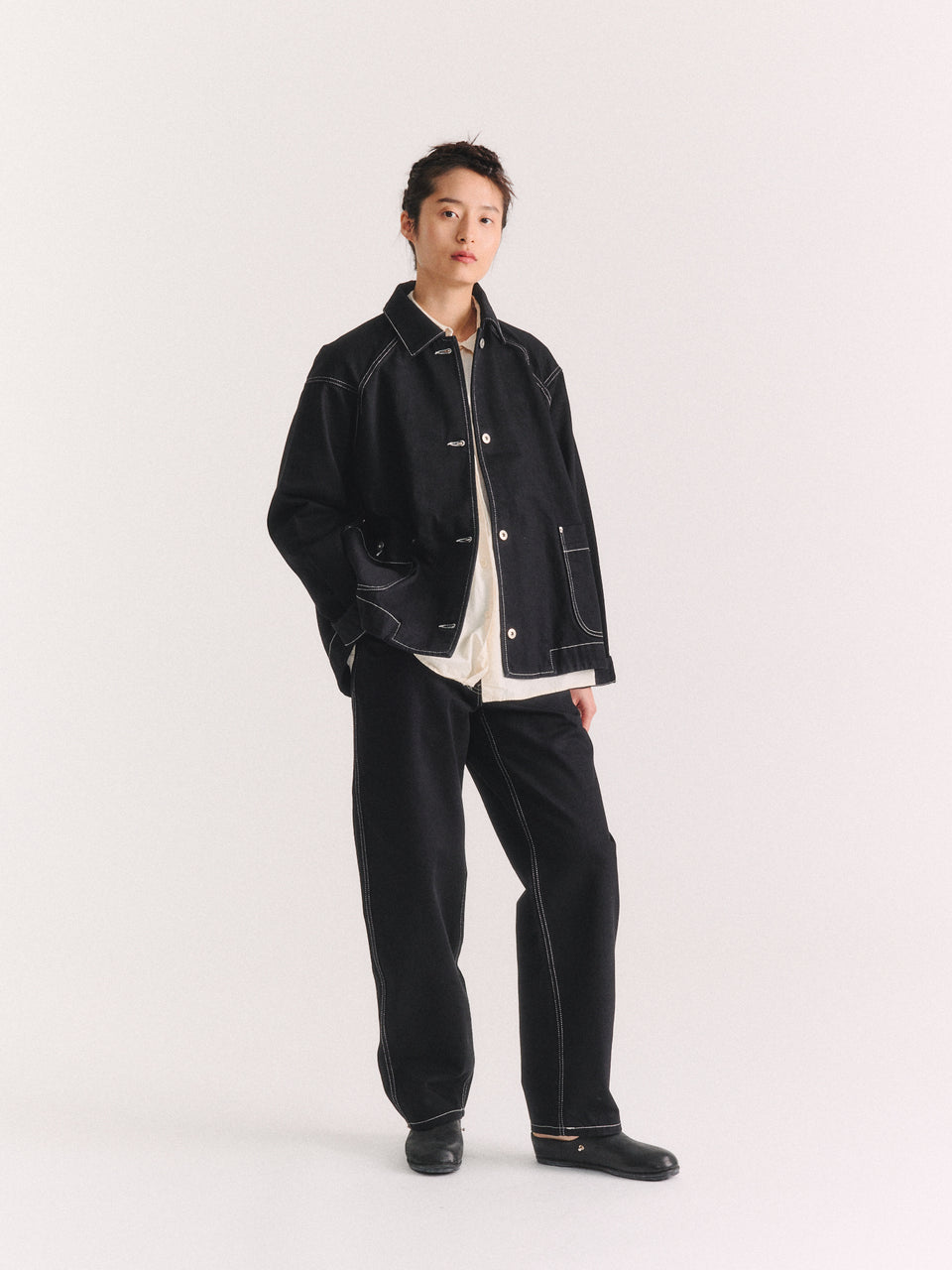 DRAYS TRAVAIL DENIM JACKET  - DENIM - BLACK
