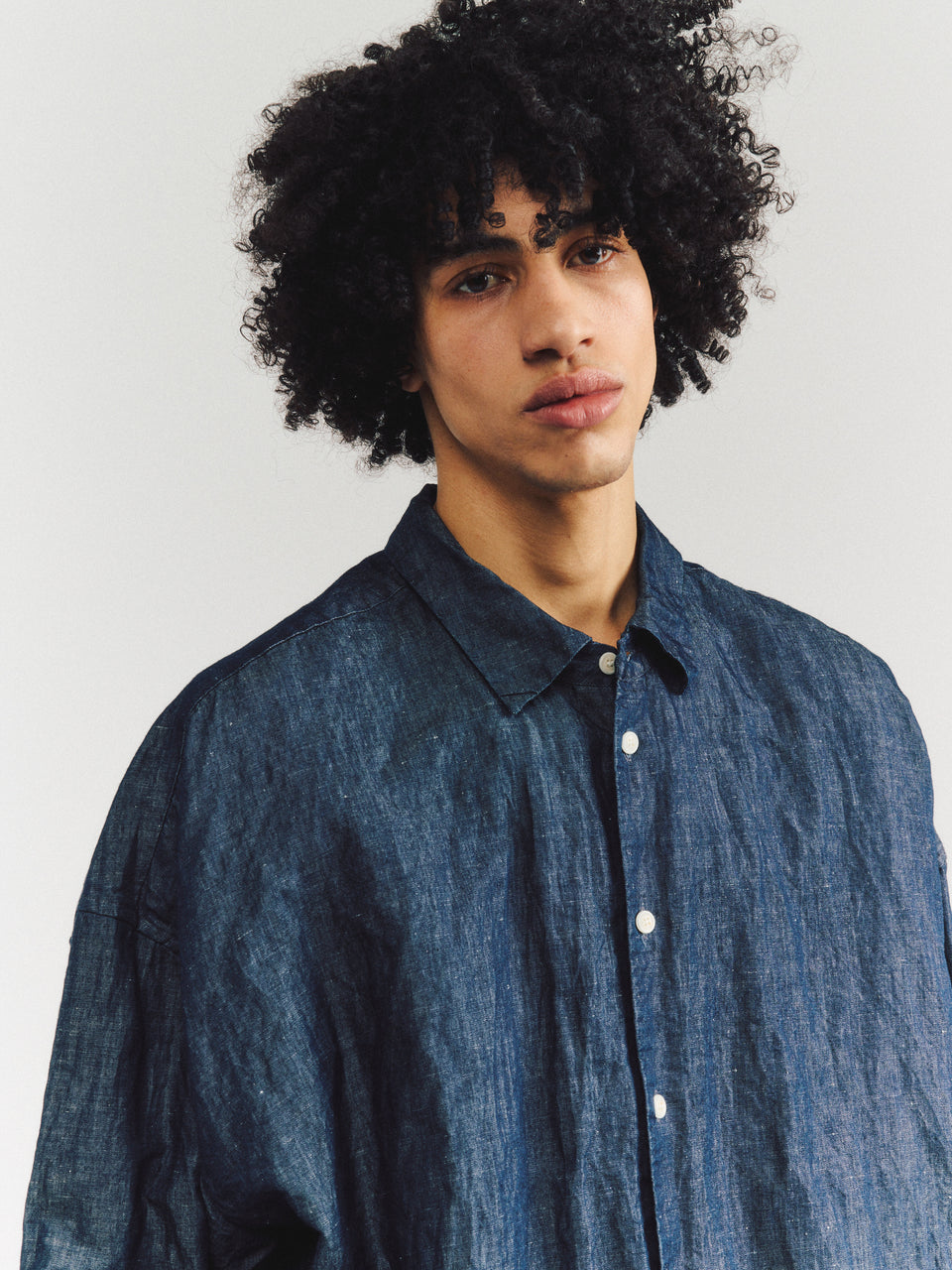 CHEMISE TAILLE UNIQUE - LIN DENIM - INDIGO