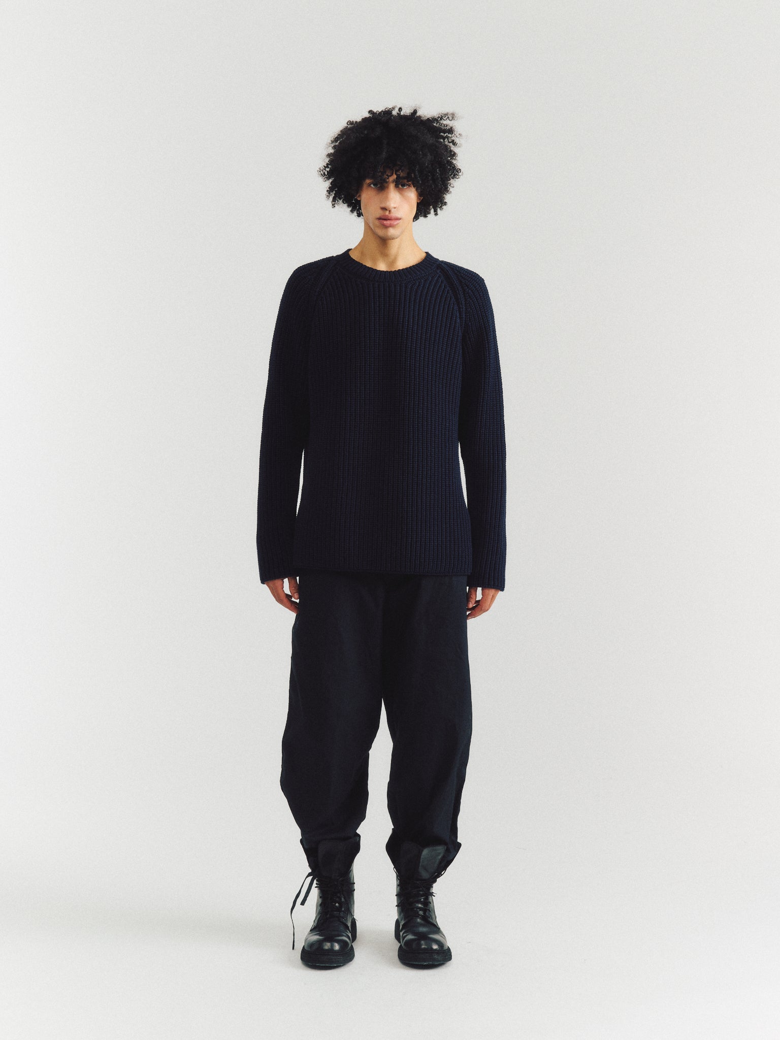 PULL PANNOCCHIA - CRÊPE COT - MARINE