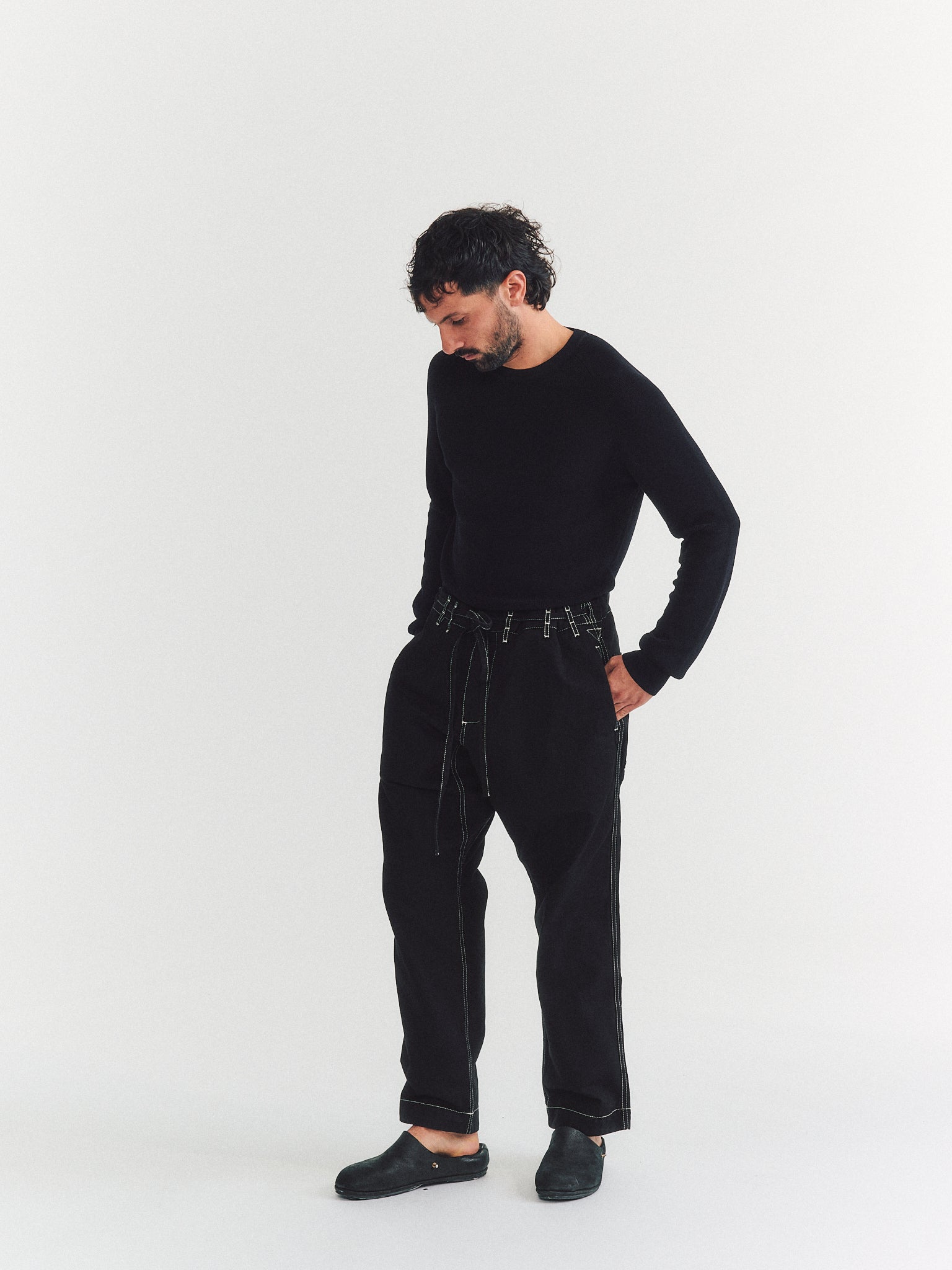 TIE ME UP PANT - DENIM L - BLACK