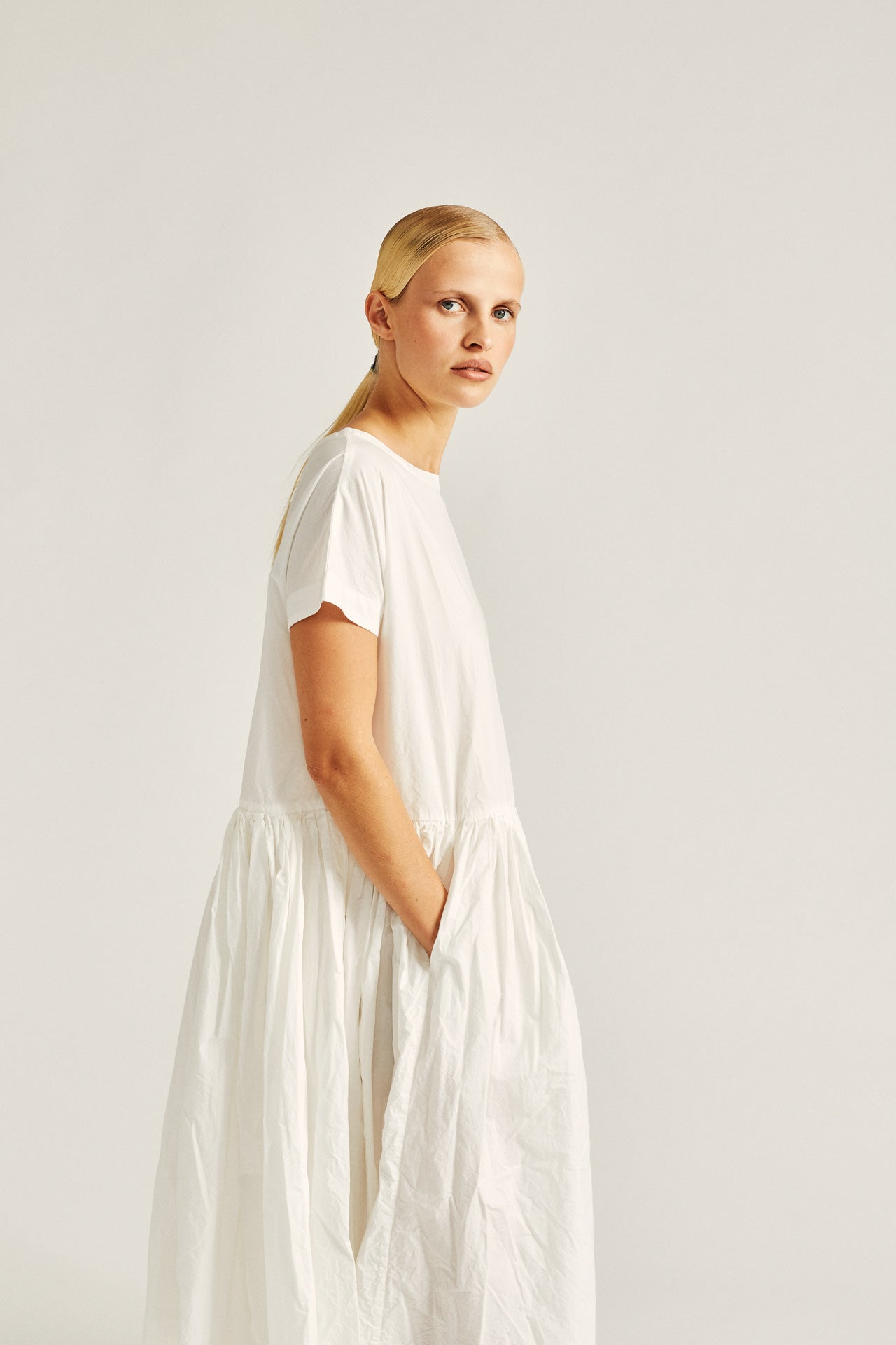 PASHA ROUCH DRESS - PAPER - WHITE