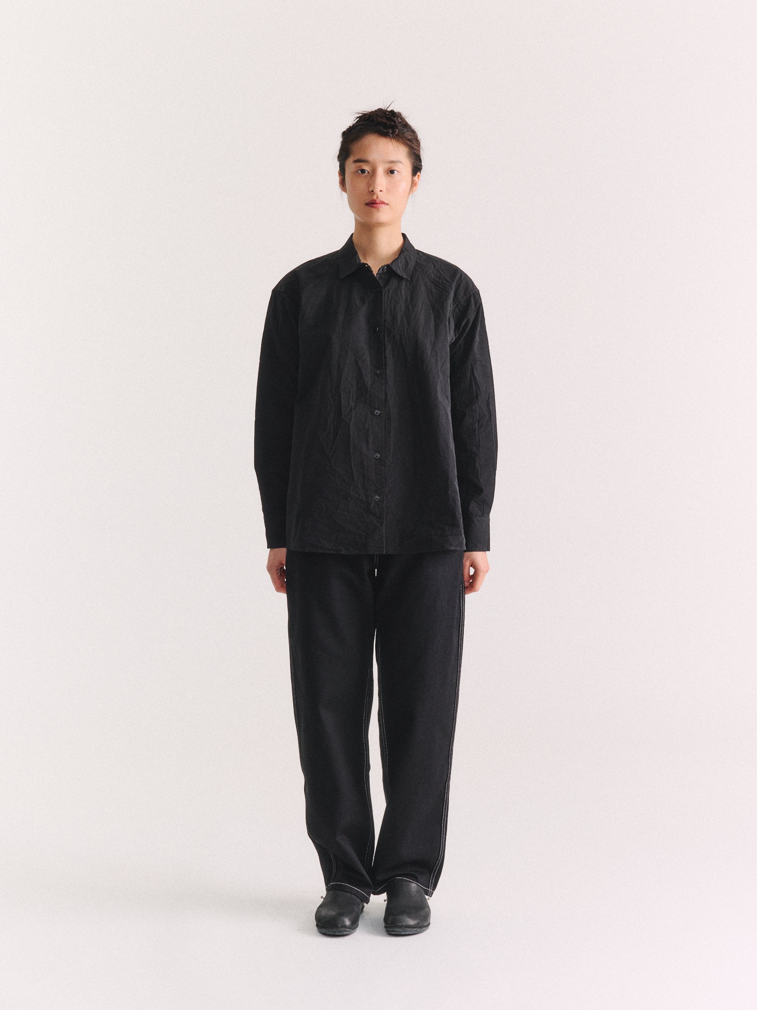 DRAYS SHIRT - PAPER COT - PITCH BLACK