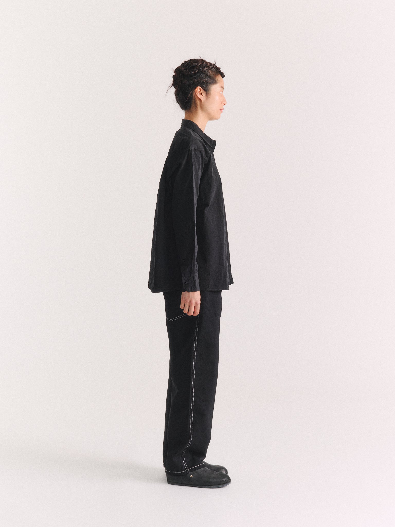 DRAYS SHIRT - PAPER COT - PITCH BLACK