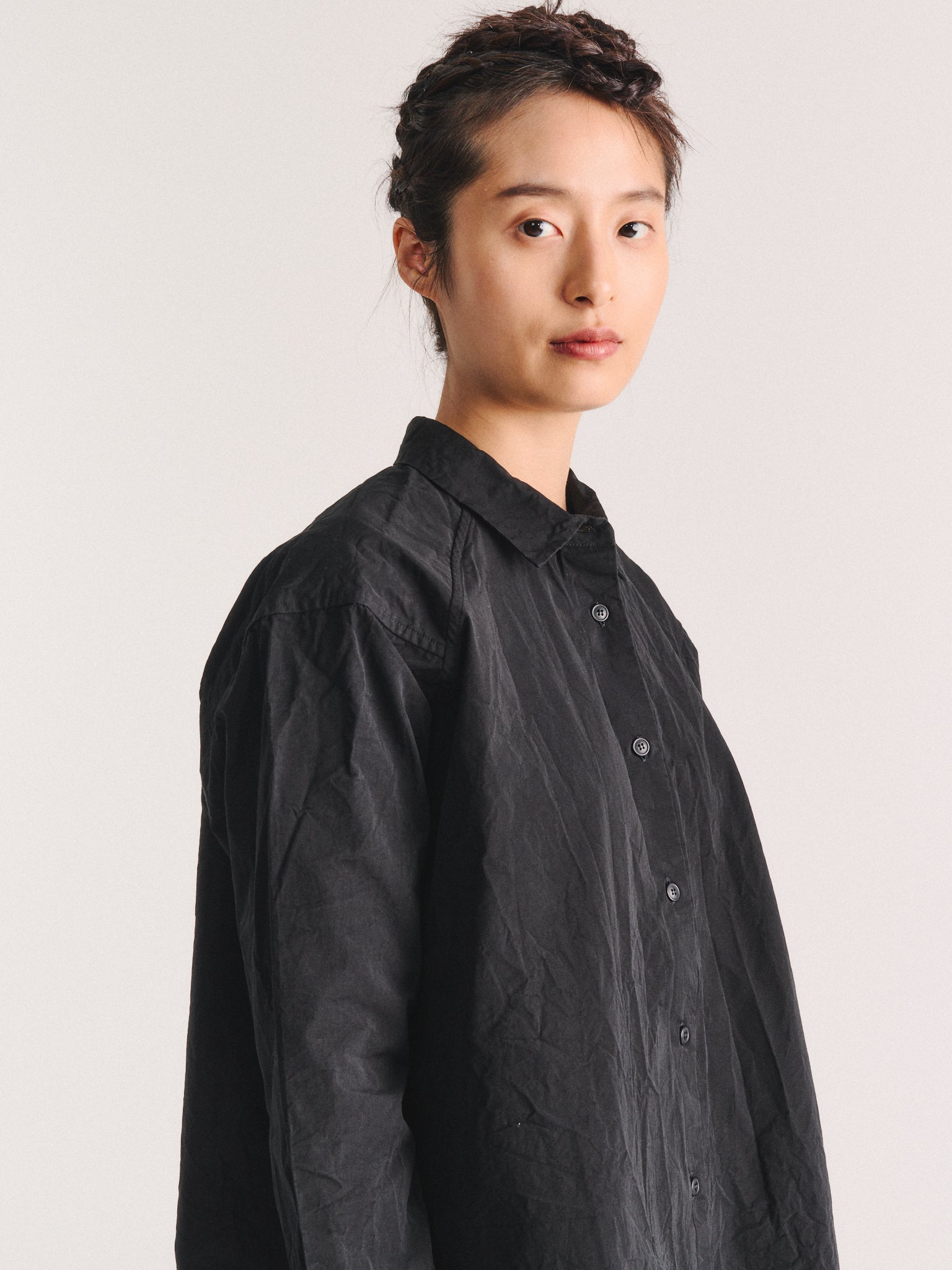 DRAYS SHIRT - PAPER COT - PITCH BLACK