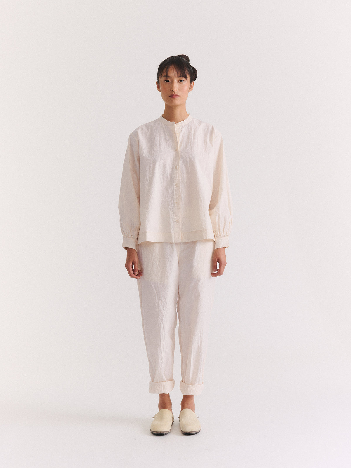 BIGGY GRANDAD SHIRT - H COT - NATURAL