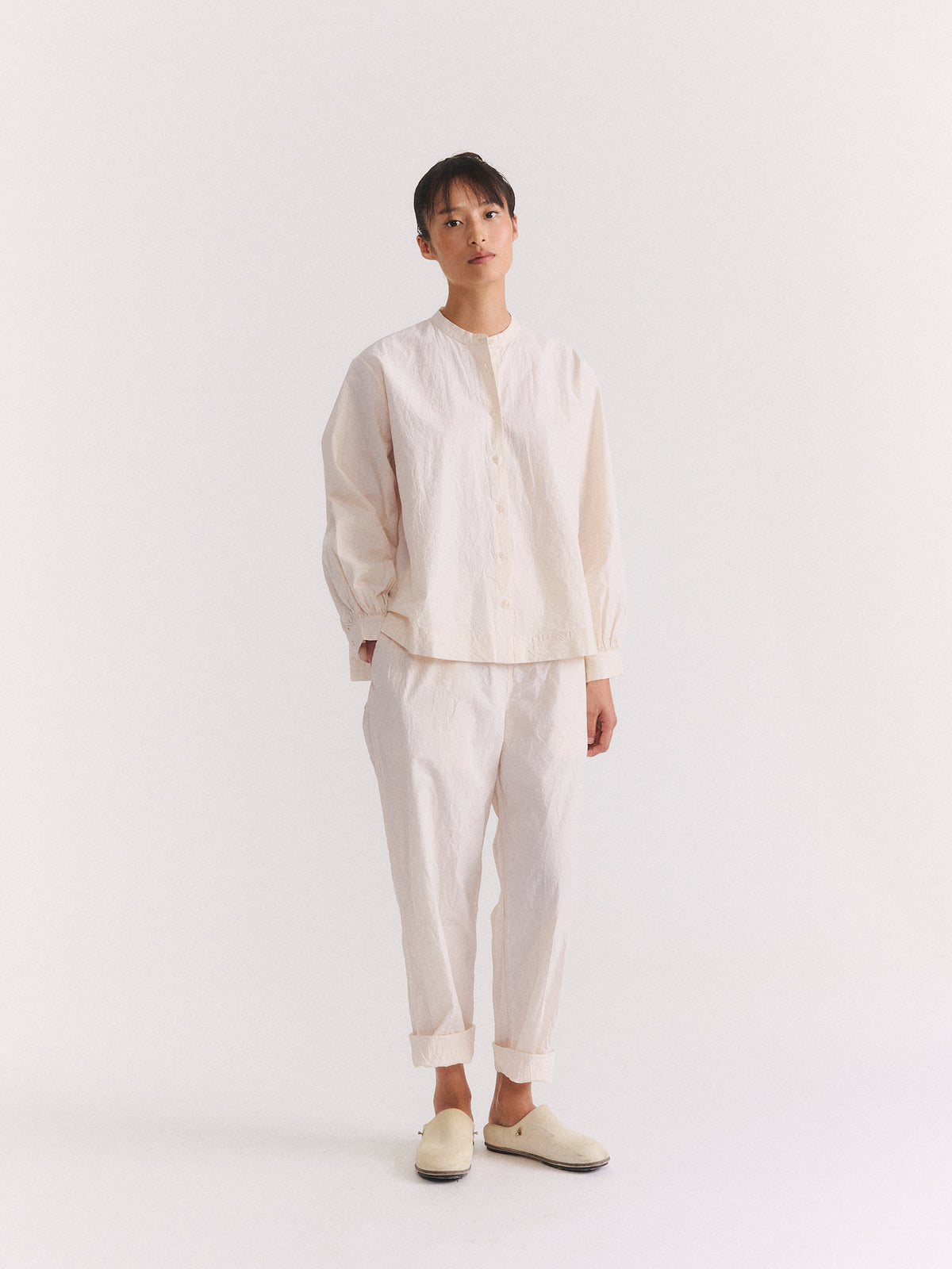 BIGGY GRANDAD SHIRT - H COT - NATURAL