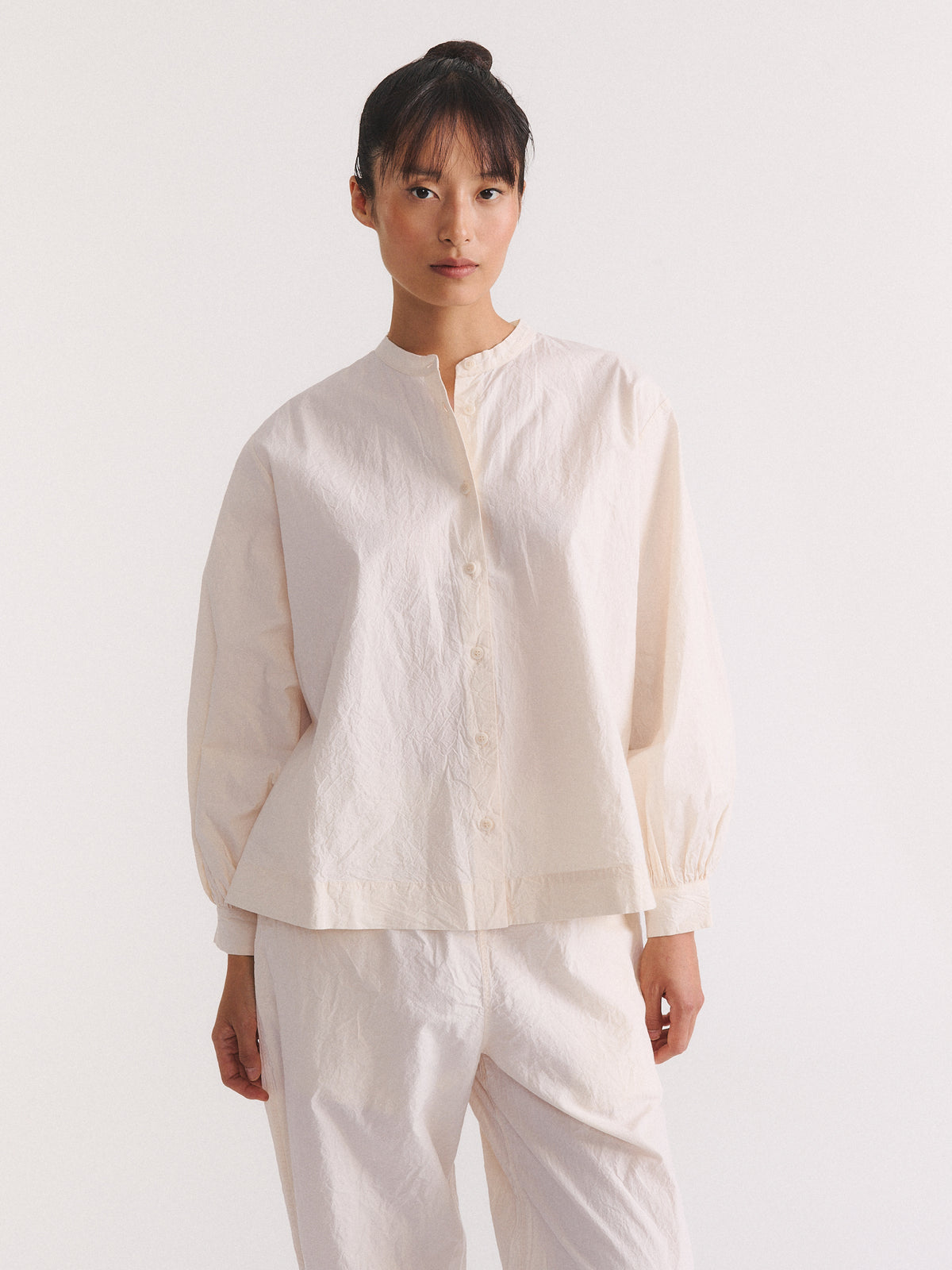 BIGGY GRANDAD SHIRT - H COT - NATURAL