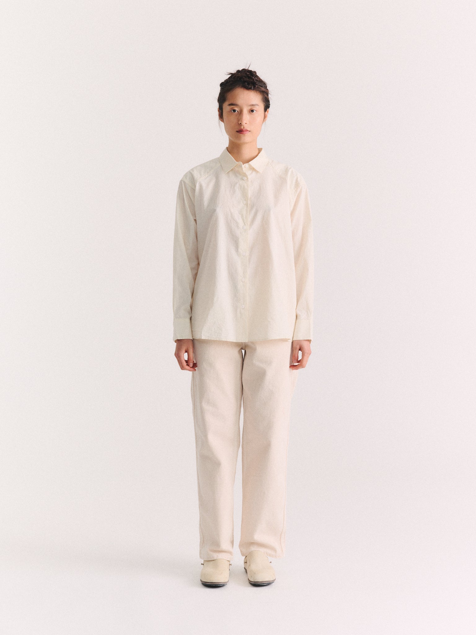 DRAYS TRAVAIL SHIRT - CHALK POPLIN - OFF WHITE