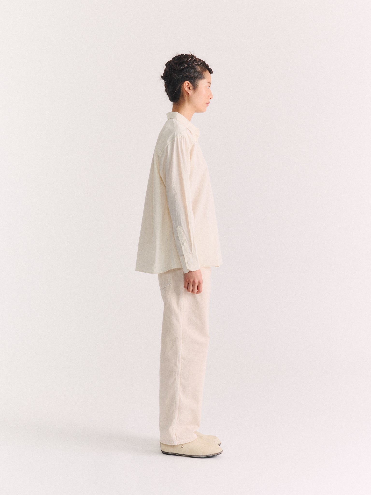 DRAYS TRAVAIL SHIRT - CHALK POPLIN - OFF WHITE