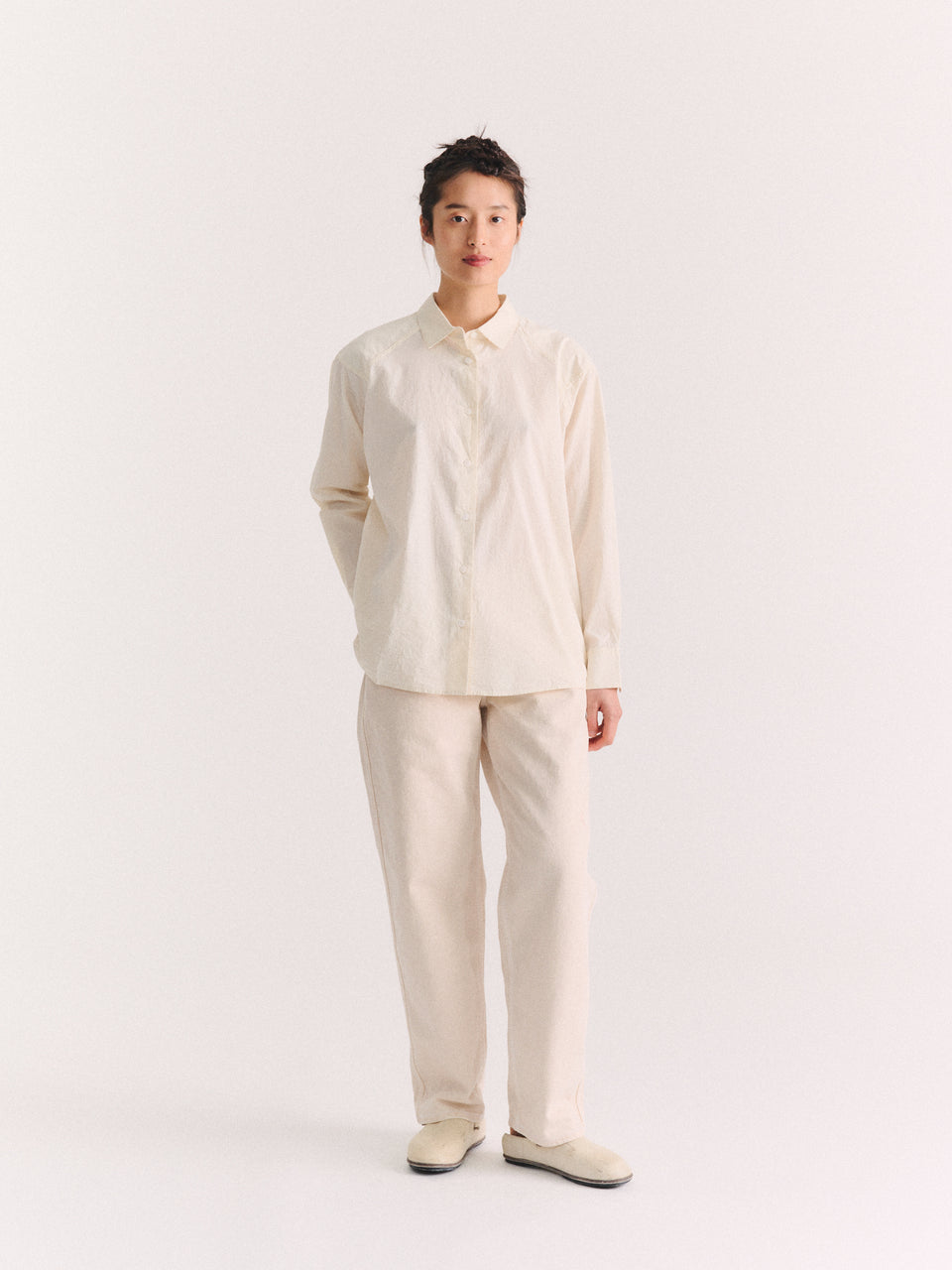 DRAYS TRAVAIL SHIRT - CHALK POPLIN - OFF WHITE