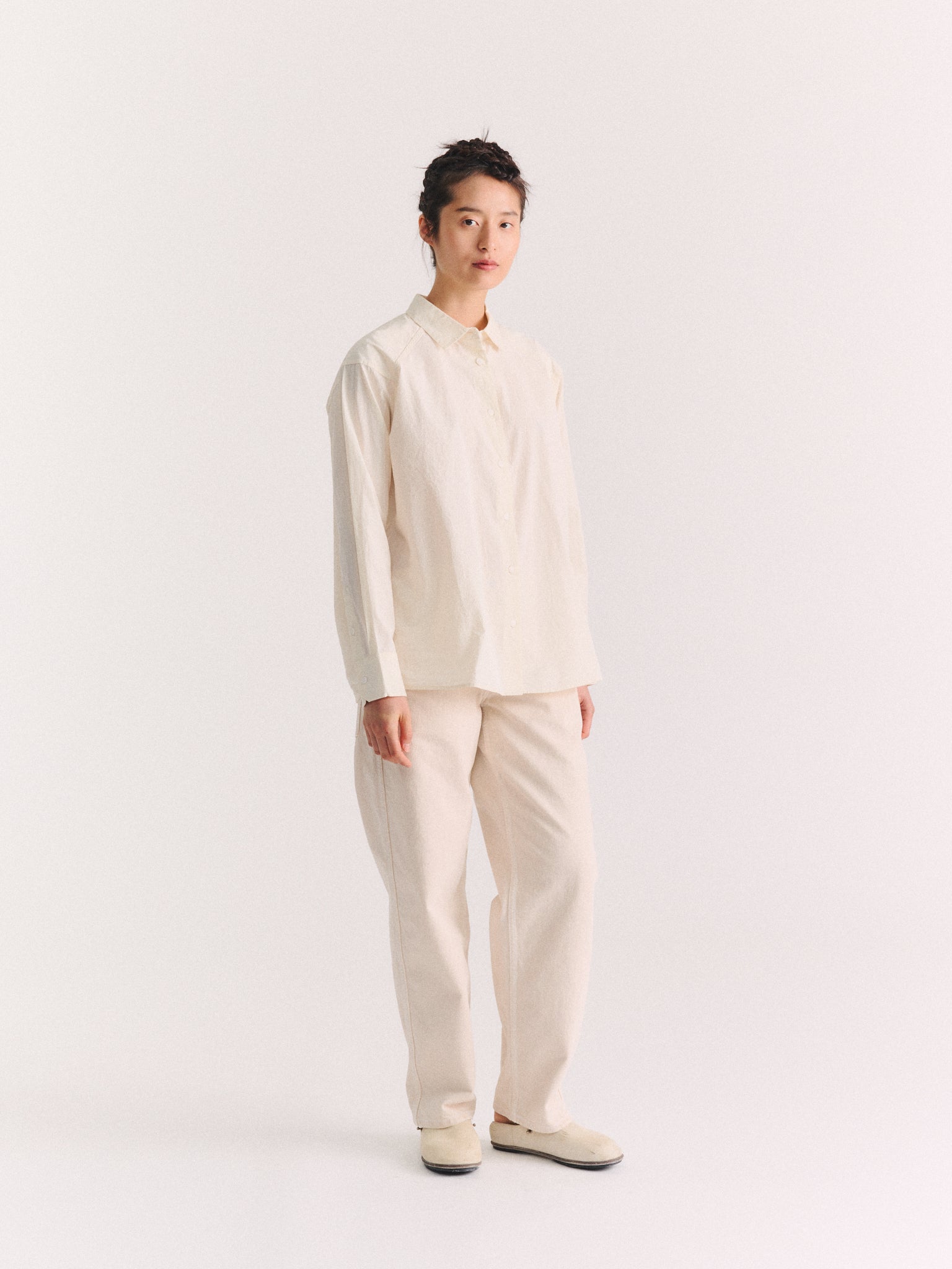 DRAYS TRAVAIL SHIRT - CHALK POPLIN - OFF WHITE