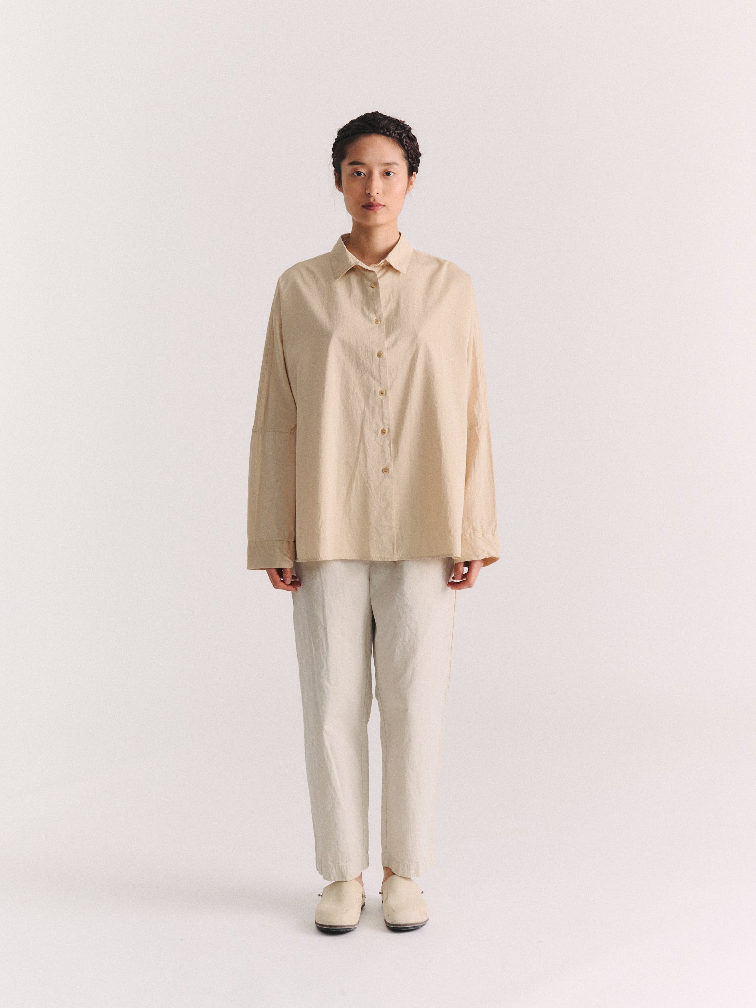 WAGA LS SHIRT - PAPER SAT - LIGHT BEIGE