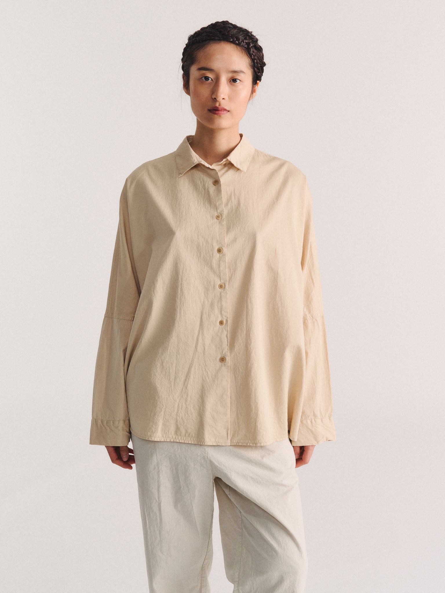 WAGA LS SHIRT - PAPER SAT - LIGHT BEIGE