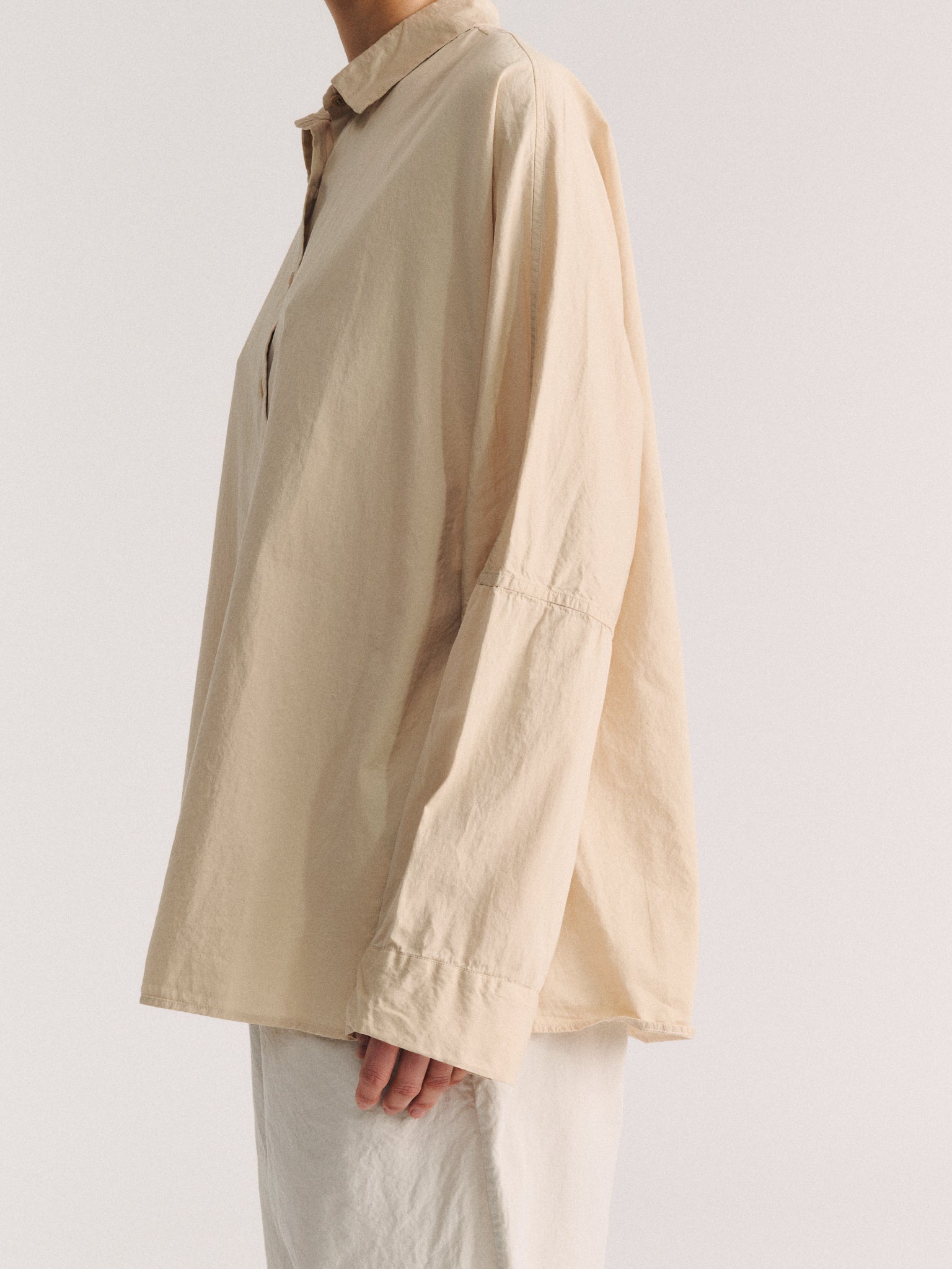 WAGA LS SHIRT - PAPER SAT - LIGHT BEIGE