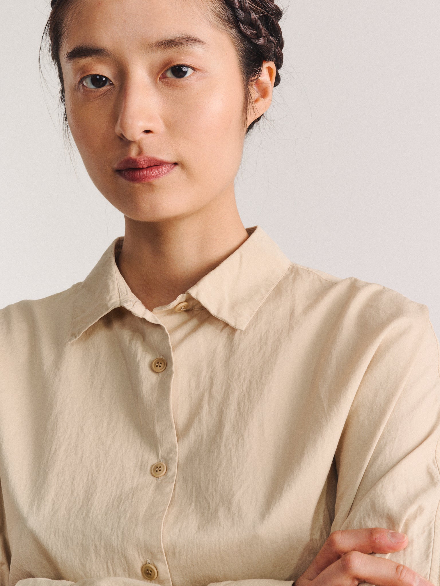 WAGA LS SHIRT - PAPER SAT - LIGHT BEIGE