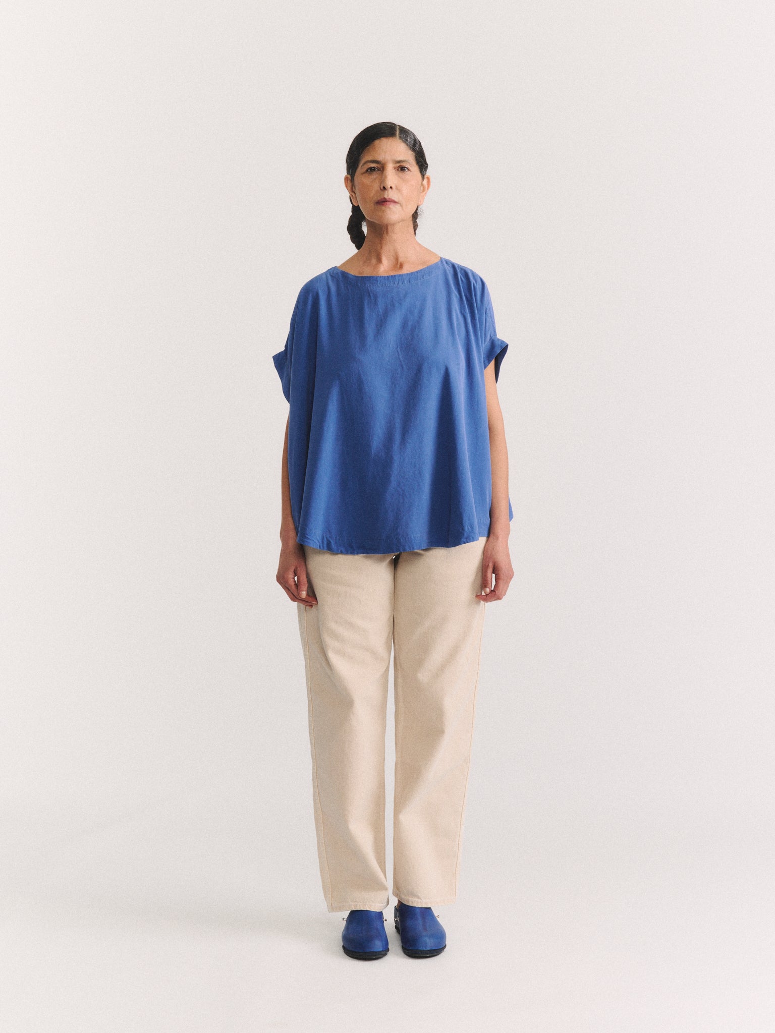 TOP FRANCESCA - SOIE FILÉE - BLEU