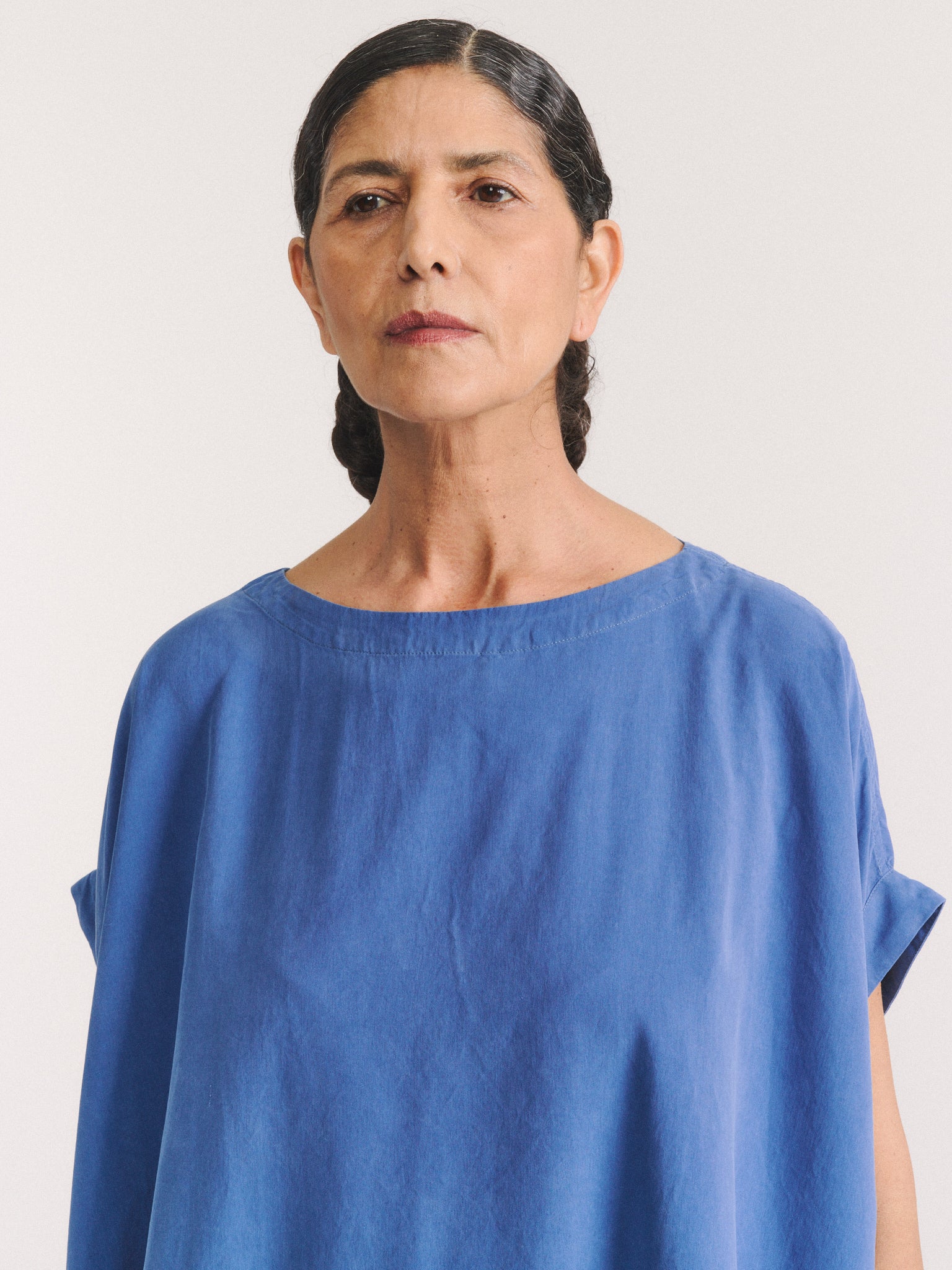 TOP FRANCESCA - SOIE FILÉE - BLEU