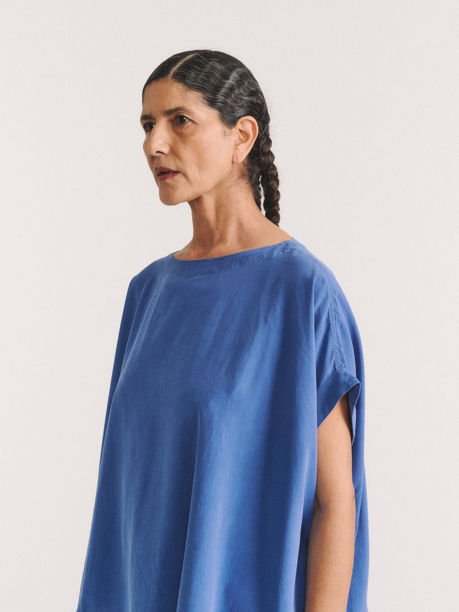 TOP FRANCESCA - SOIE FILÉE - BLEU