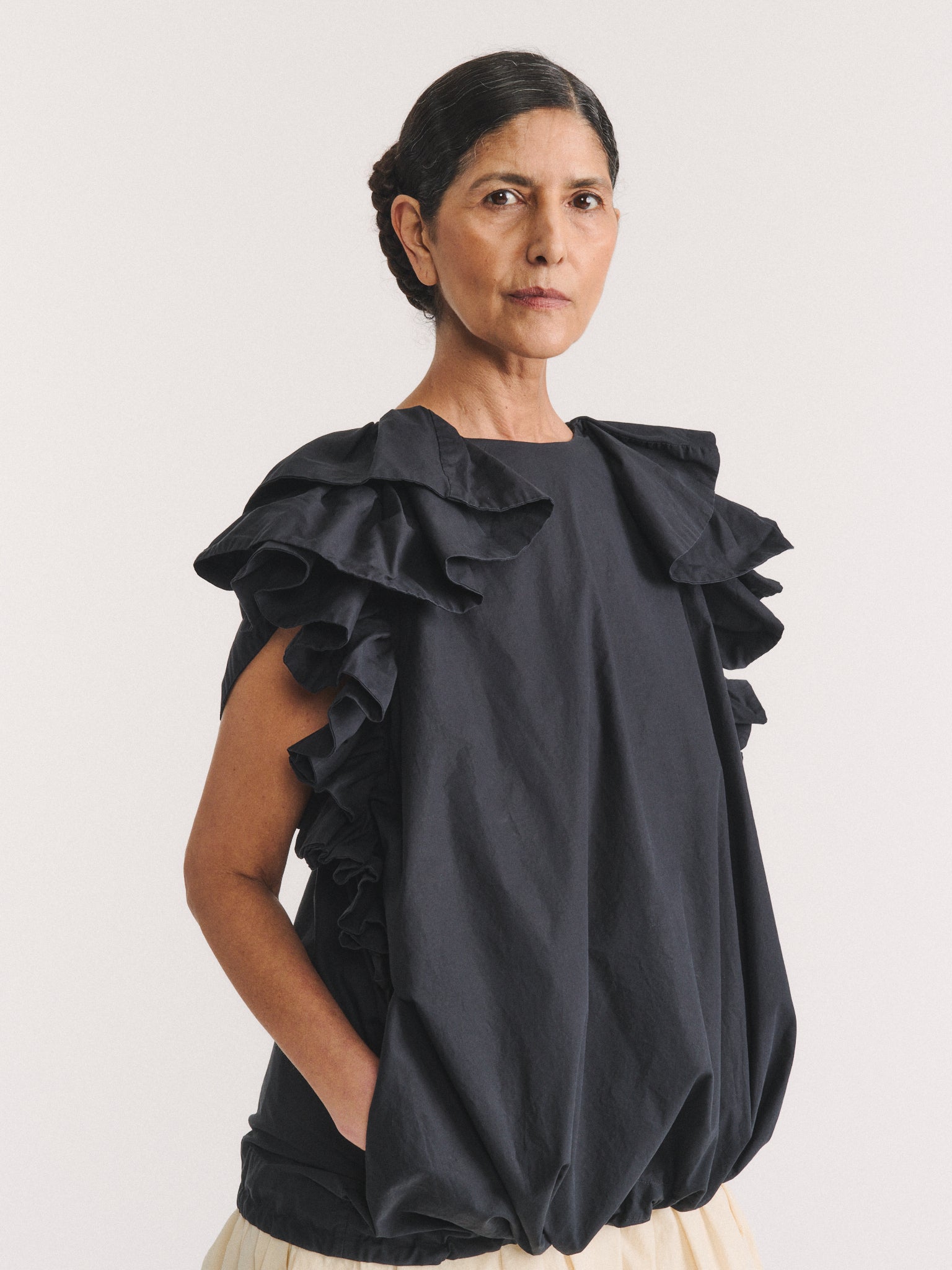 FROUFROU TOP - L COT - BLACK