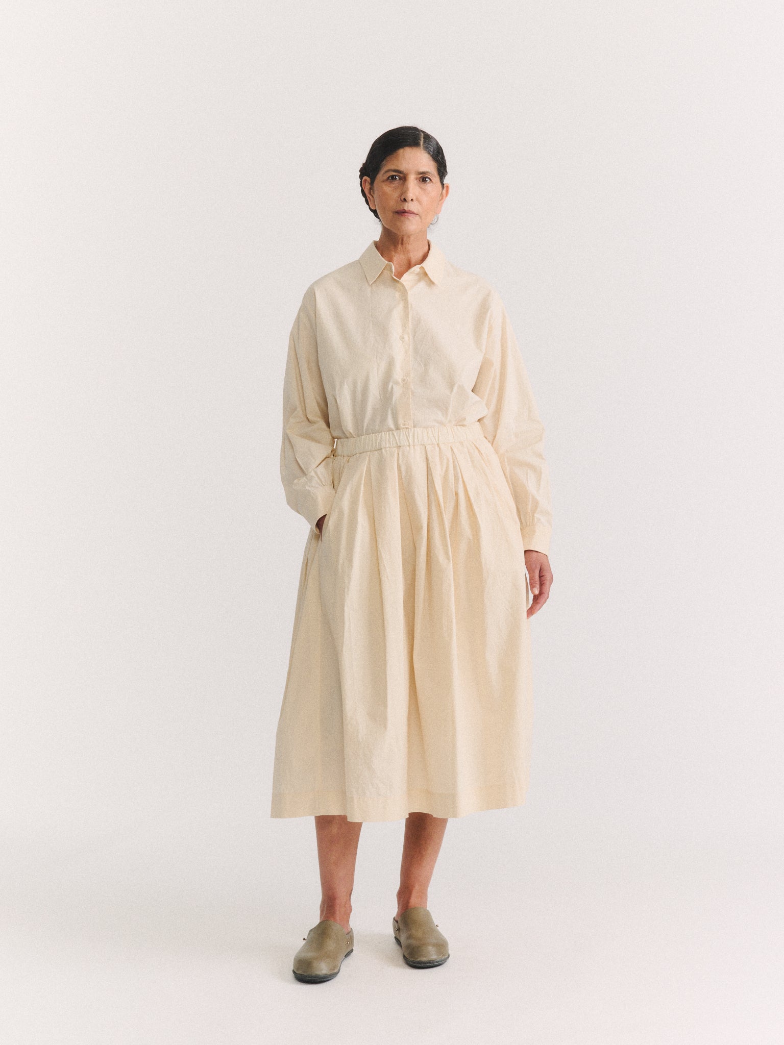 SIMPLE RIDEAUX SKIRT - L COT - FRESCO