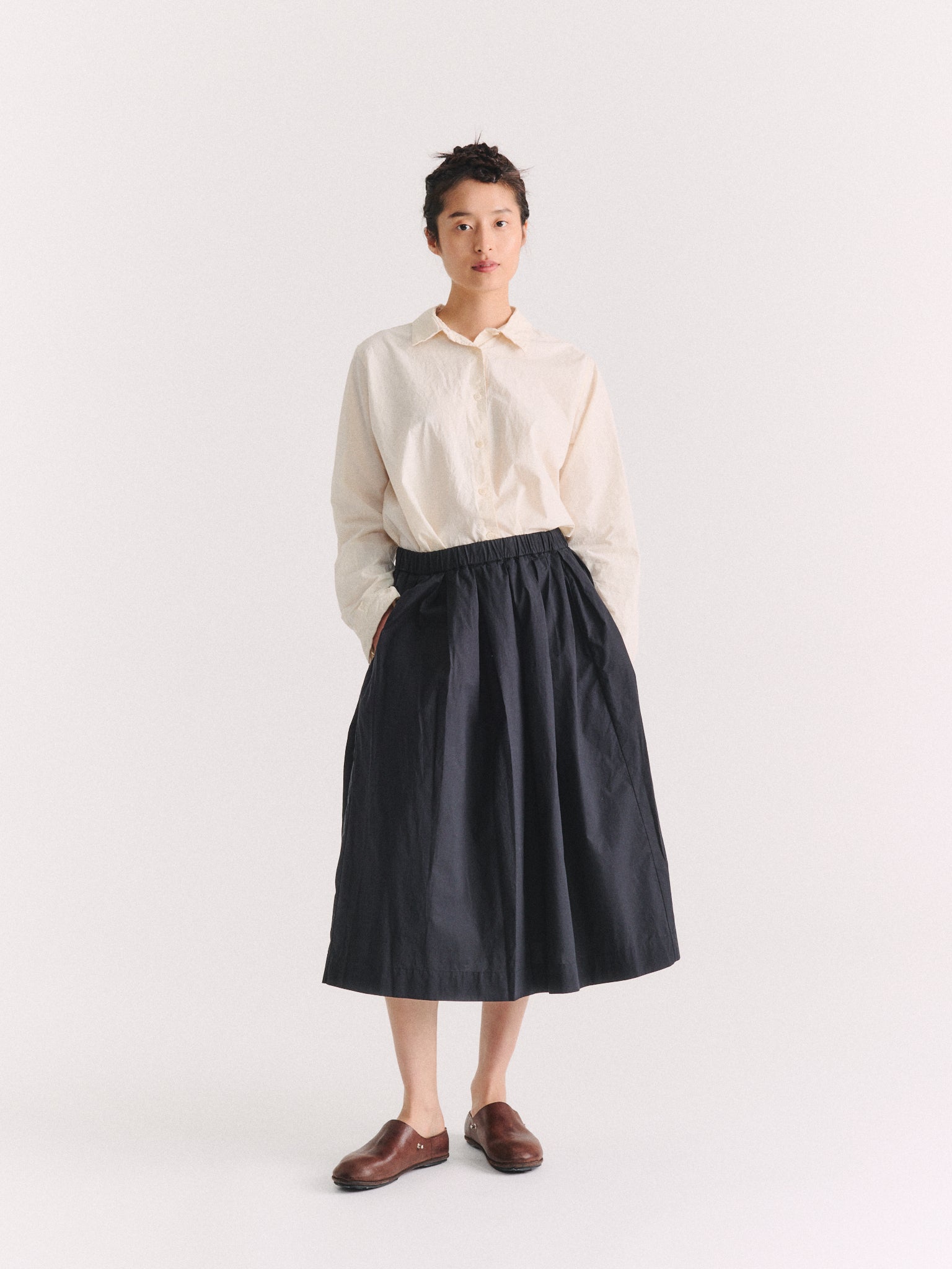 SIMPLE RIDEAUX SKIRT - L COT - BLACK