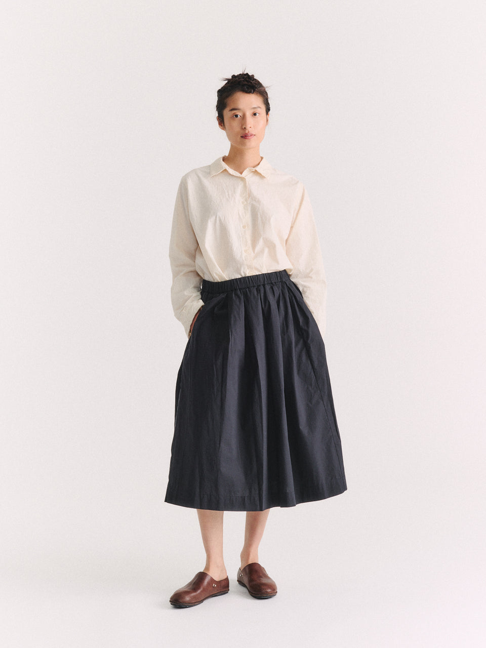 SIMPLE RIDEAUX SKIRT - L COT - BLACK