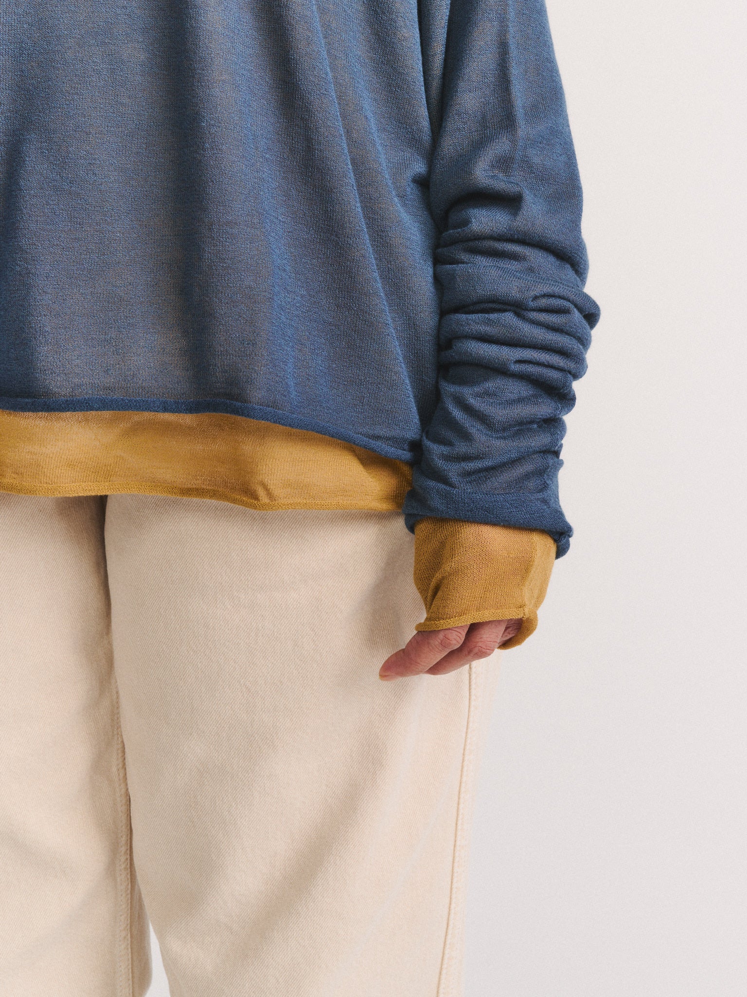 PULL - DOUBLE ULTRA LÉGER - BLEU/CUMIN