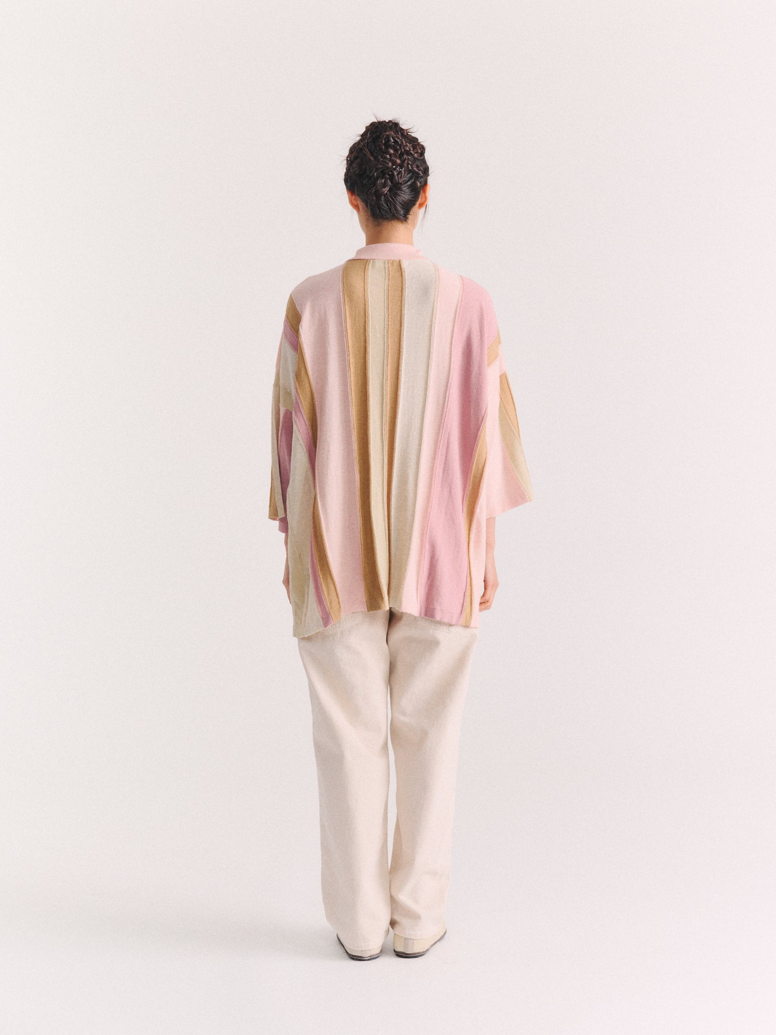 SHIRT - STRIPE PATCHWORK - PINK/BEIGE STRIPES