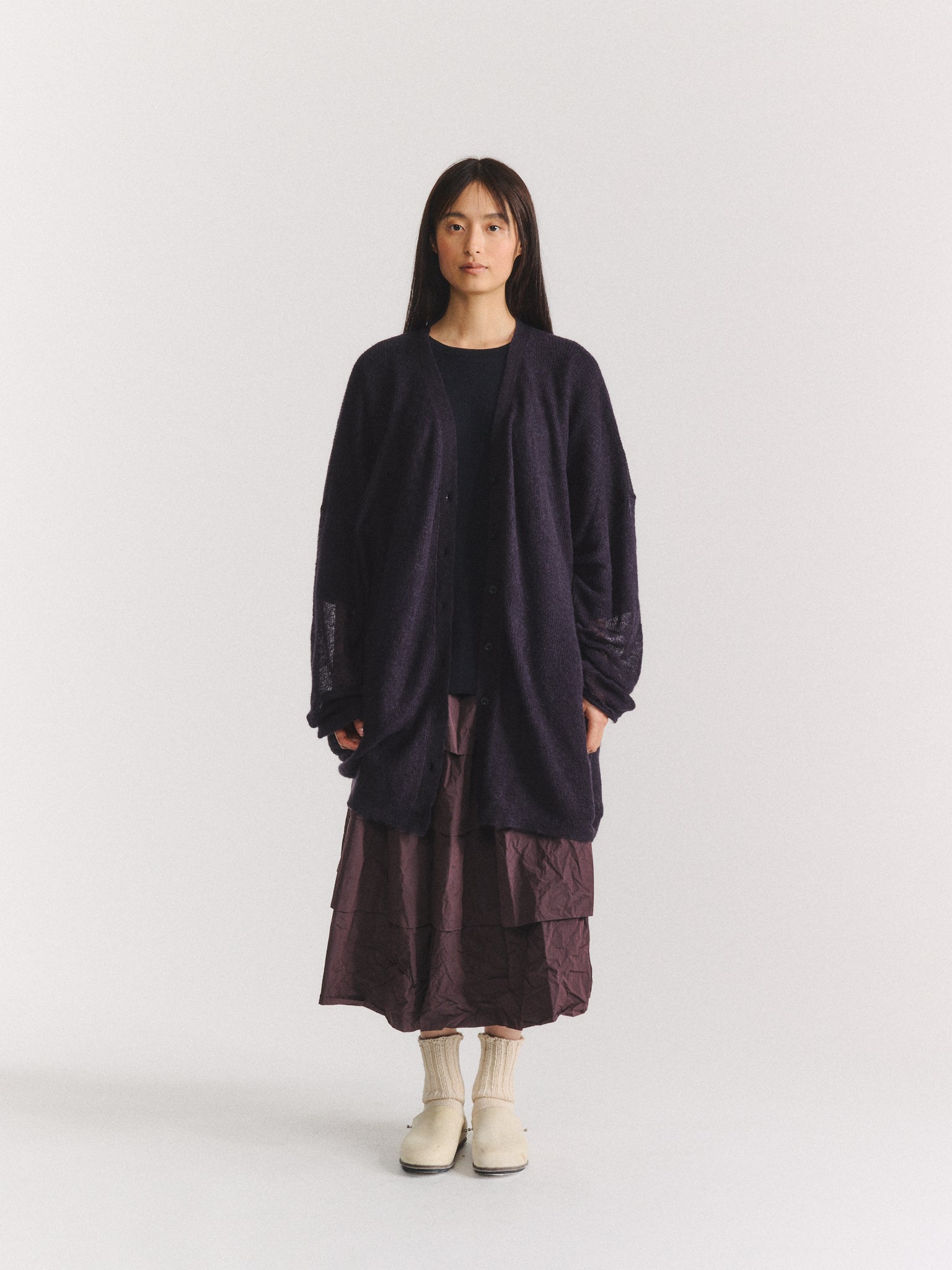 CARDIGAN - MOHAIR VOILE - NAVY
