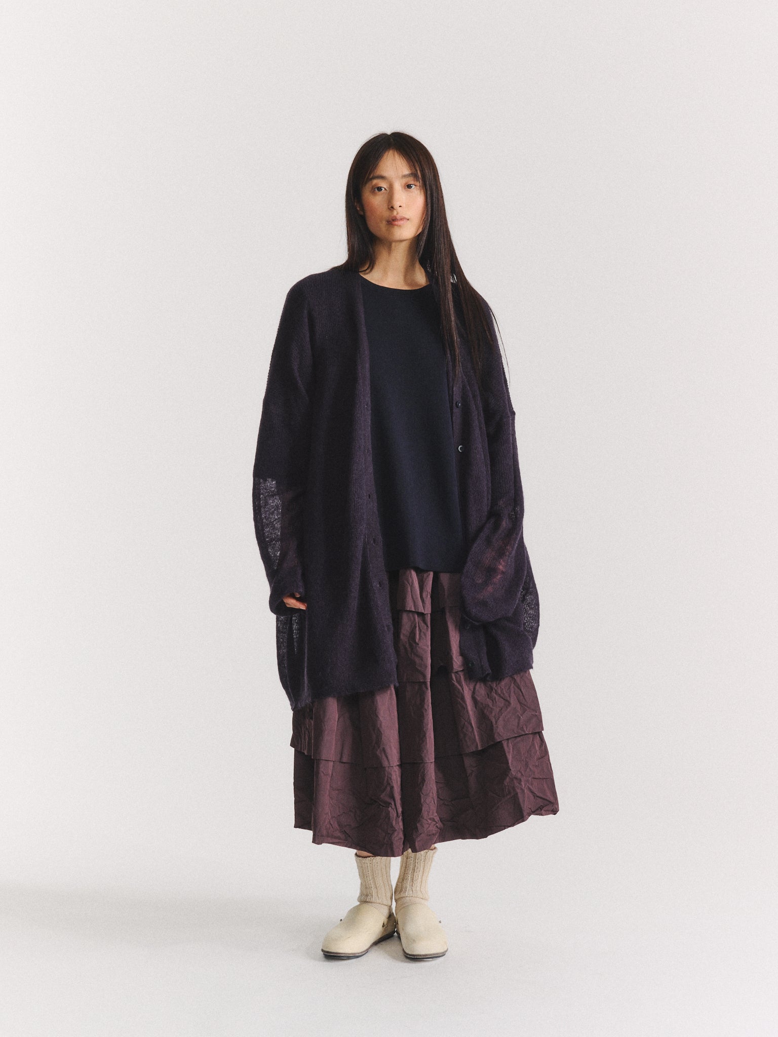 CARDIGAN - MOHAIR VOILE - NAVY